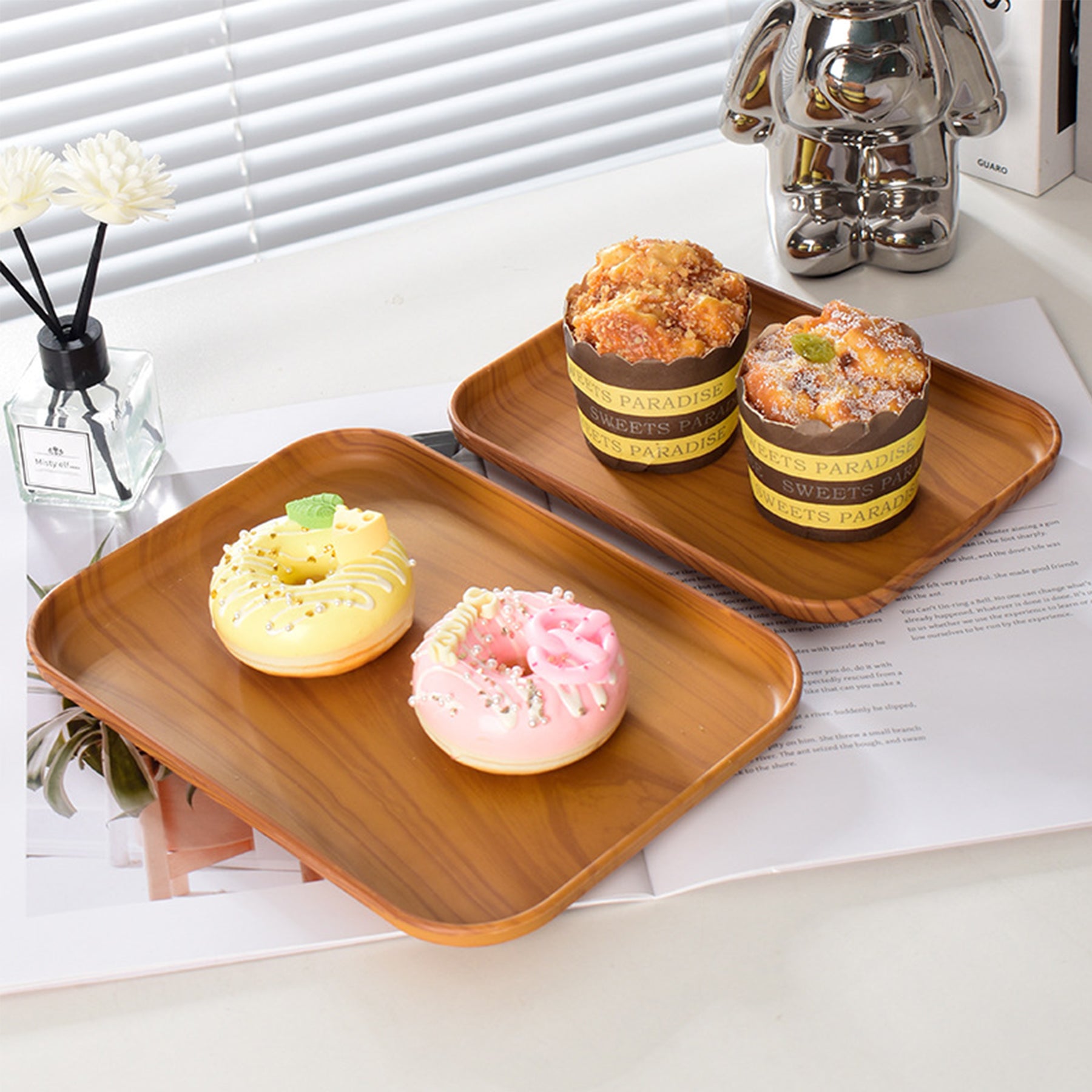Wood Grain Plastic Tray