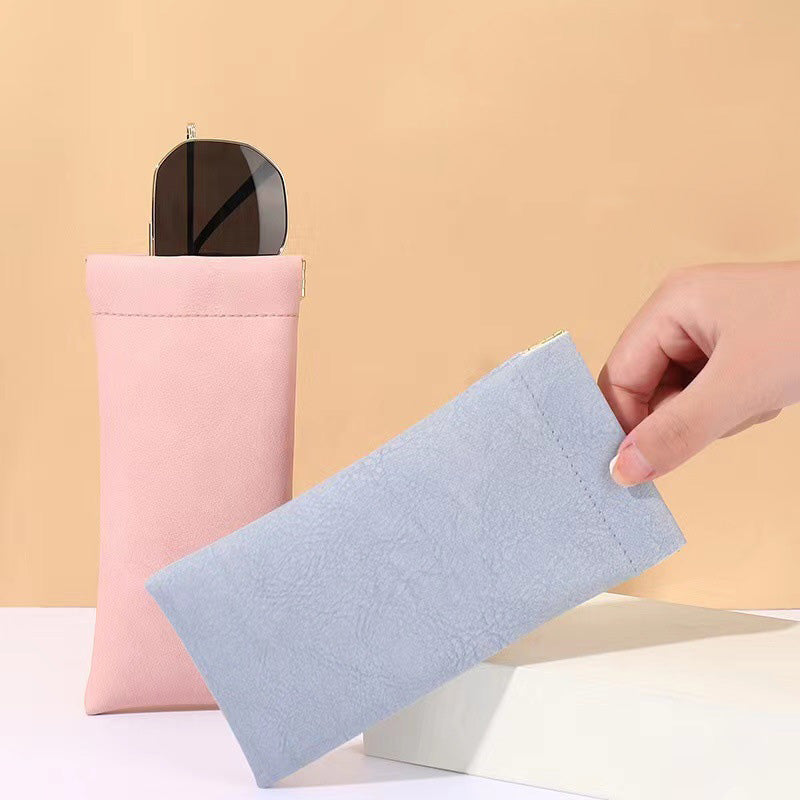 Leather Top Squeeze Sunglasses Pouch