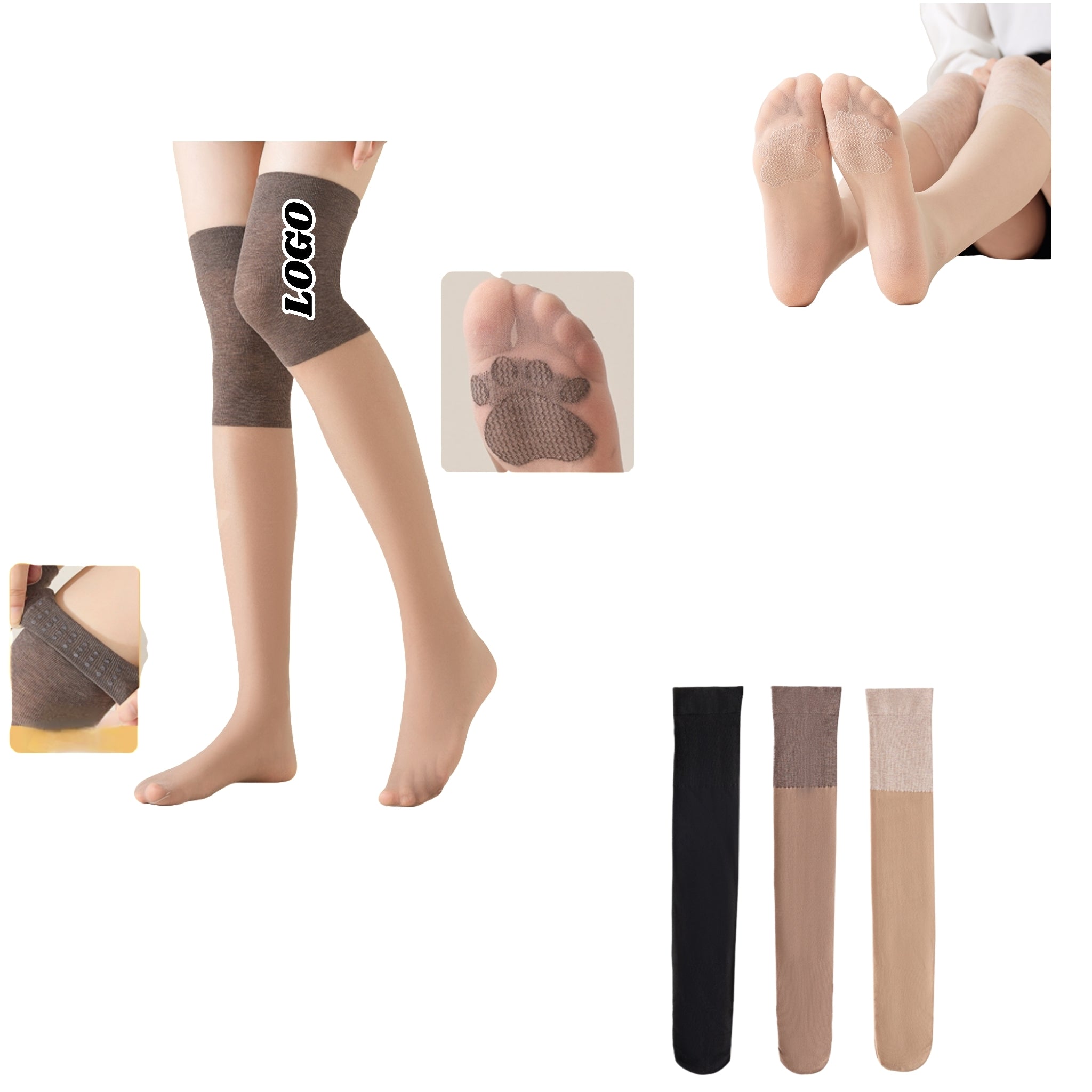 Non Slip Knee High Socks Women Silicone Grip Stay Up