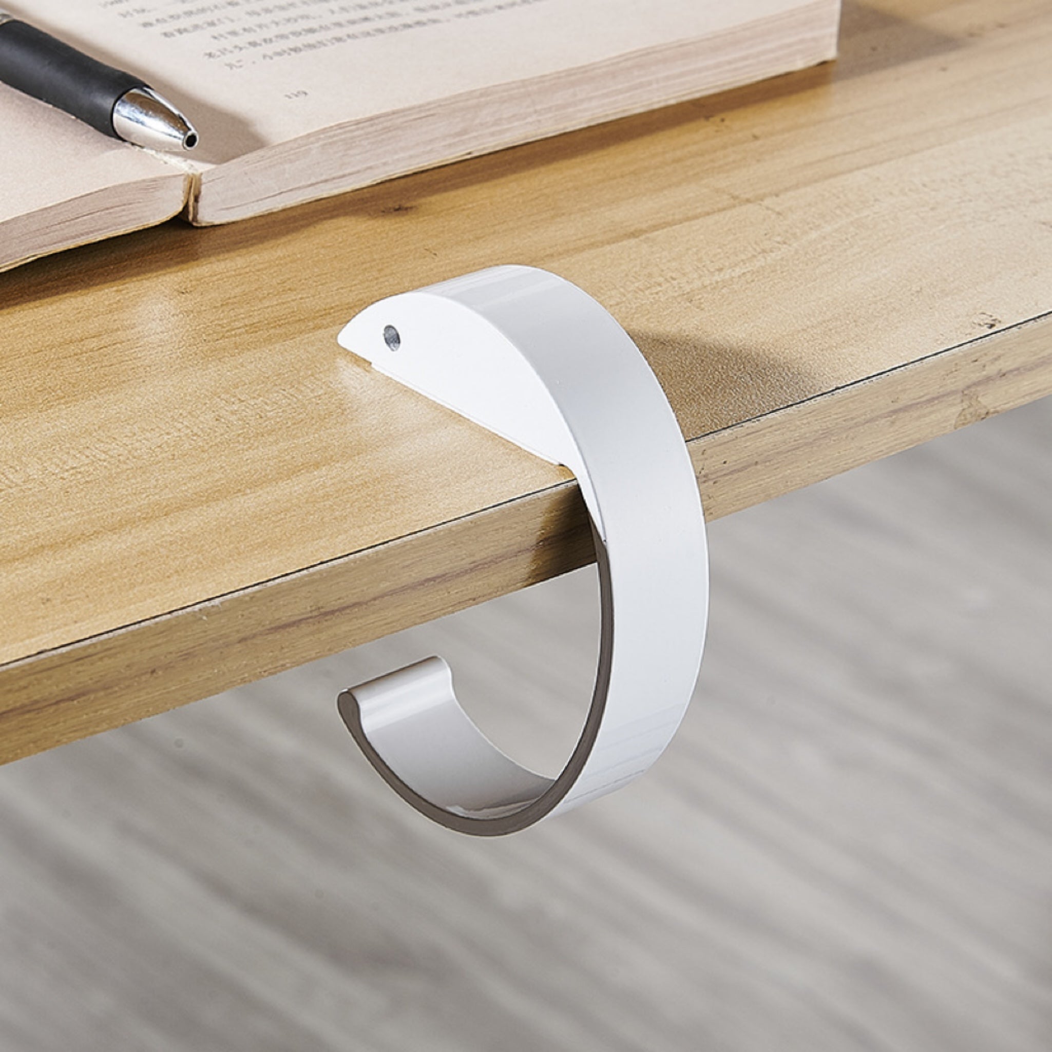No-drill C-shaped desk hook