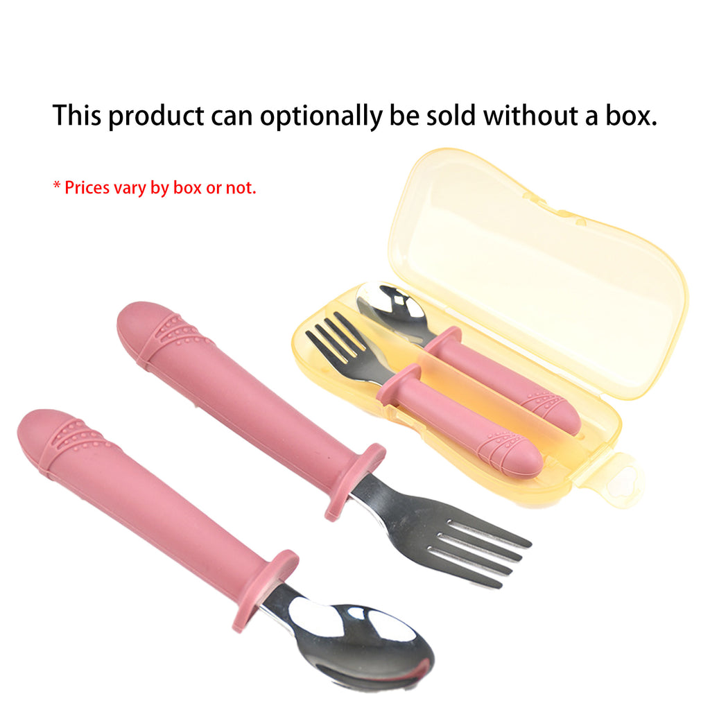 Fork And Spoon Set With Silicone Handle