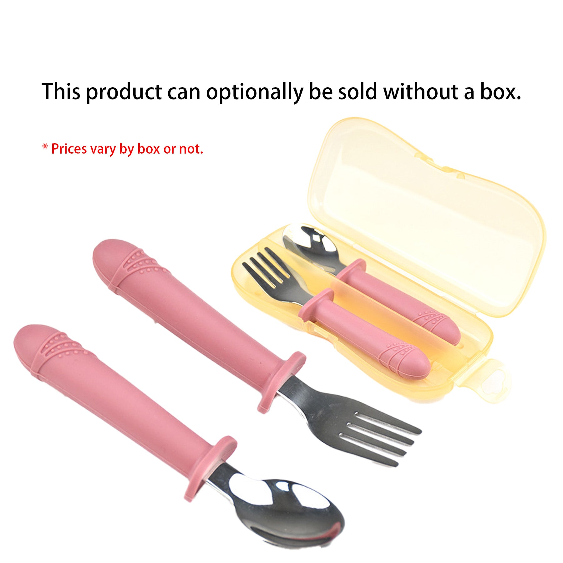 Fork And Spoon Set With Silicone Handle