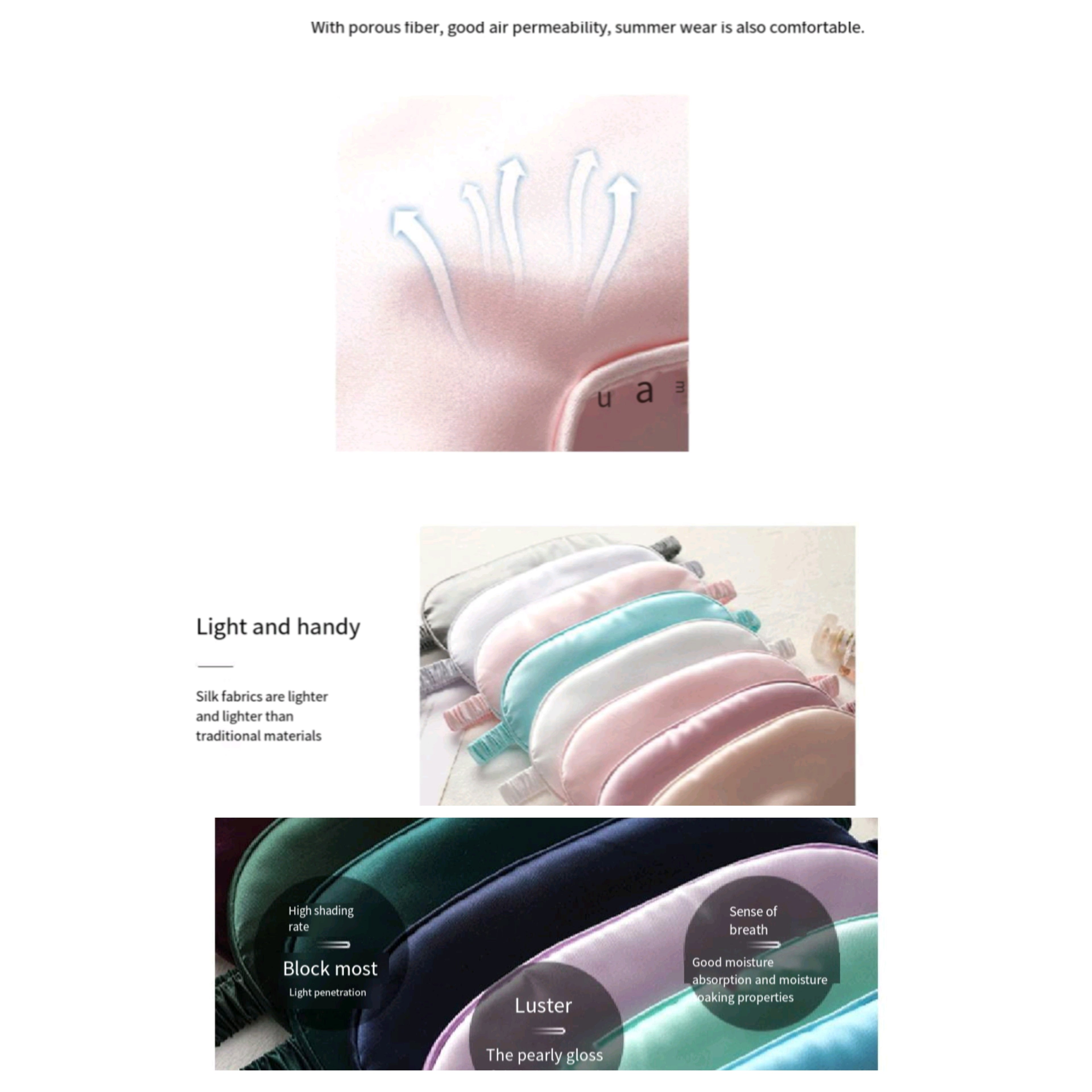 Simulated Silk Eye Mask With Elastic Band