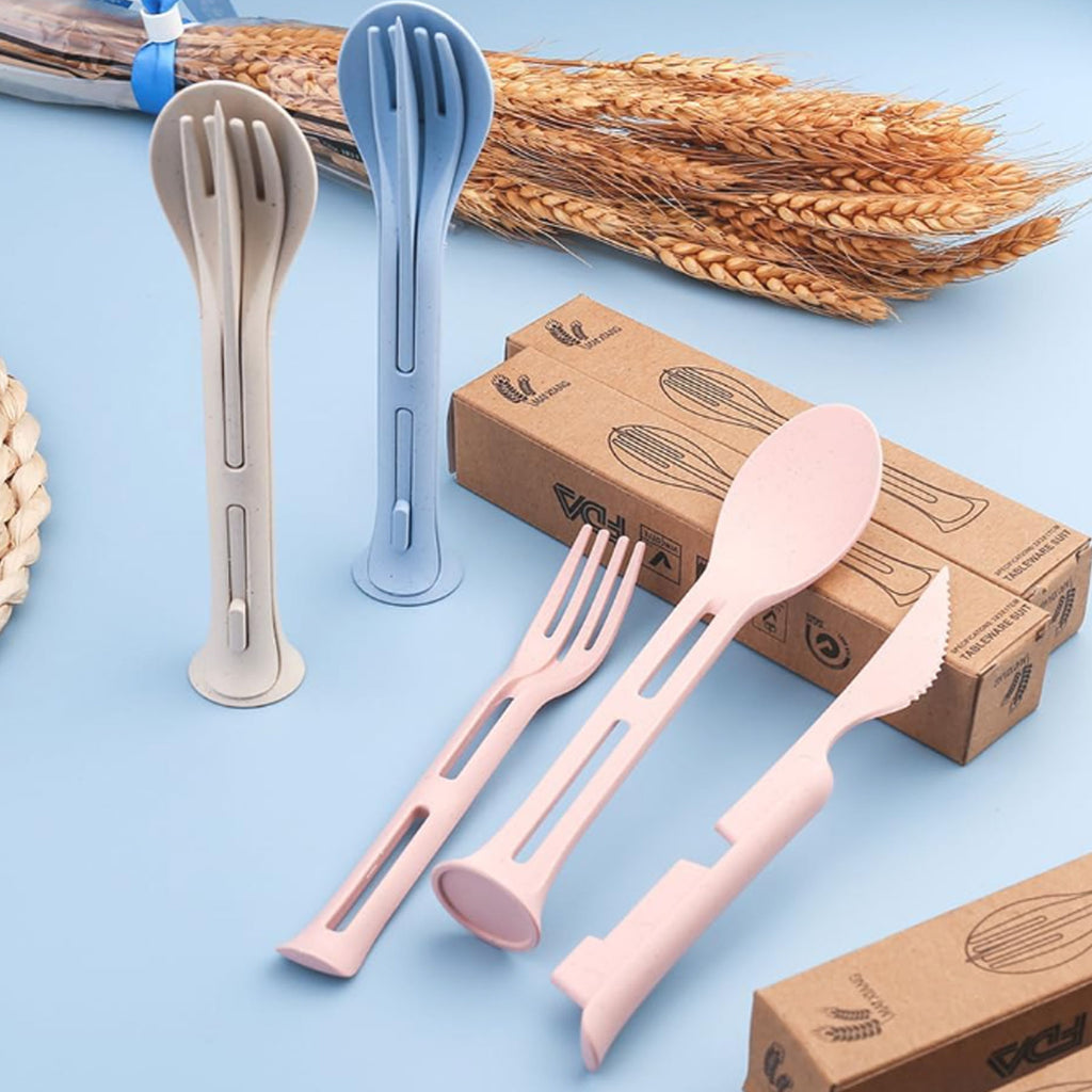Wheat Straw 3 In 1 Portable Knife Fork and Spoon