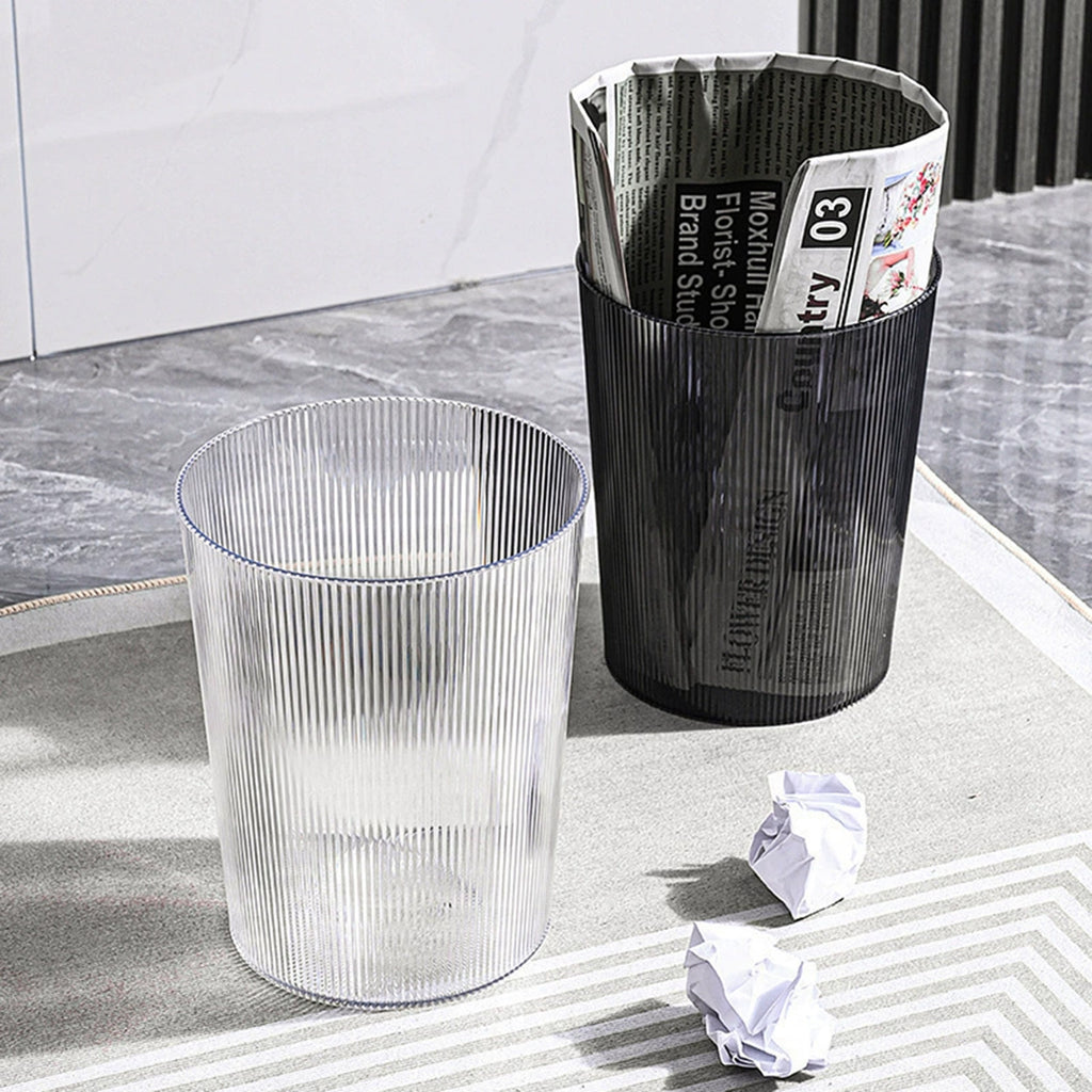 Transparent Striped Trash Cans