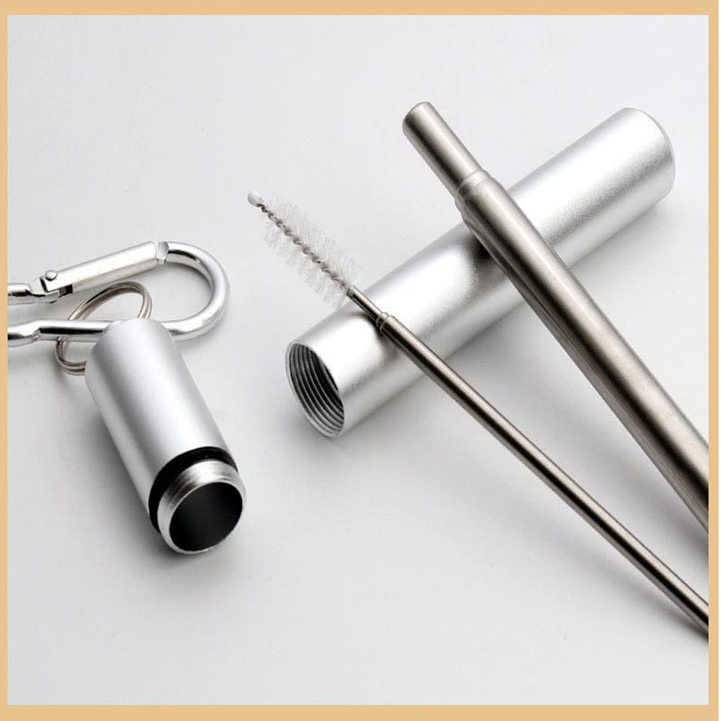 Collapsible Stainless Steel Straw With Aluminum Case
