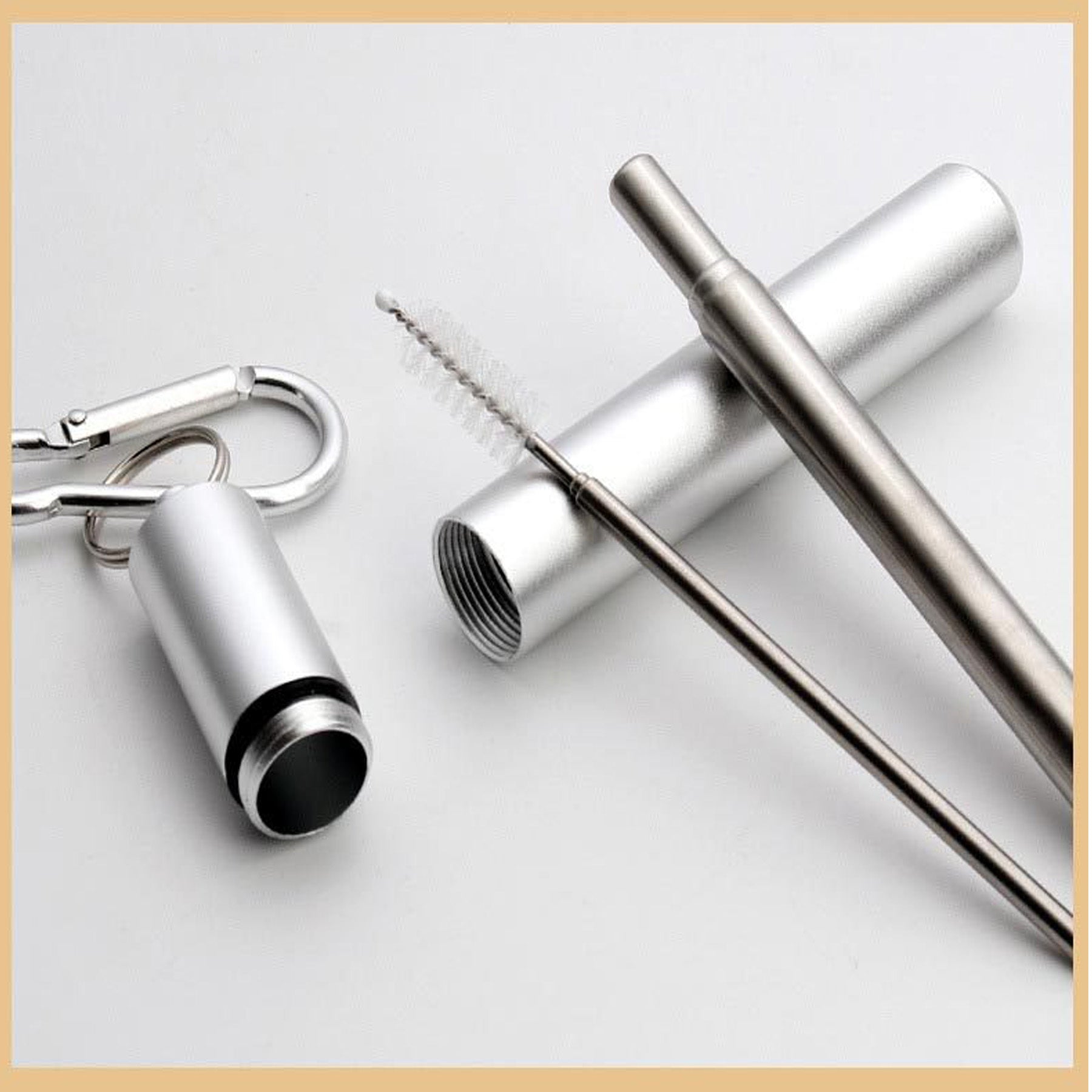 Collapsible Stainless Steel Straw With Aluminum Case