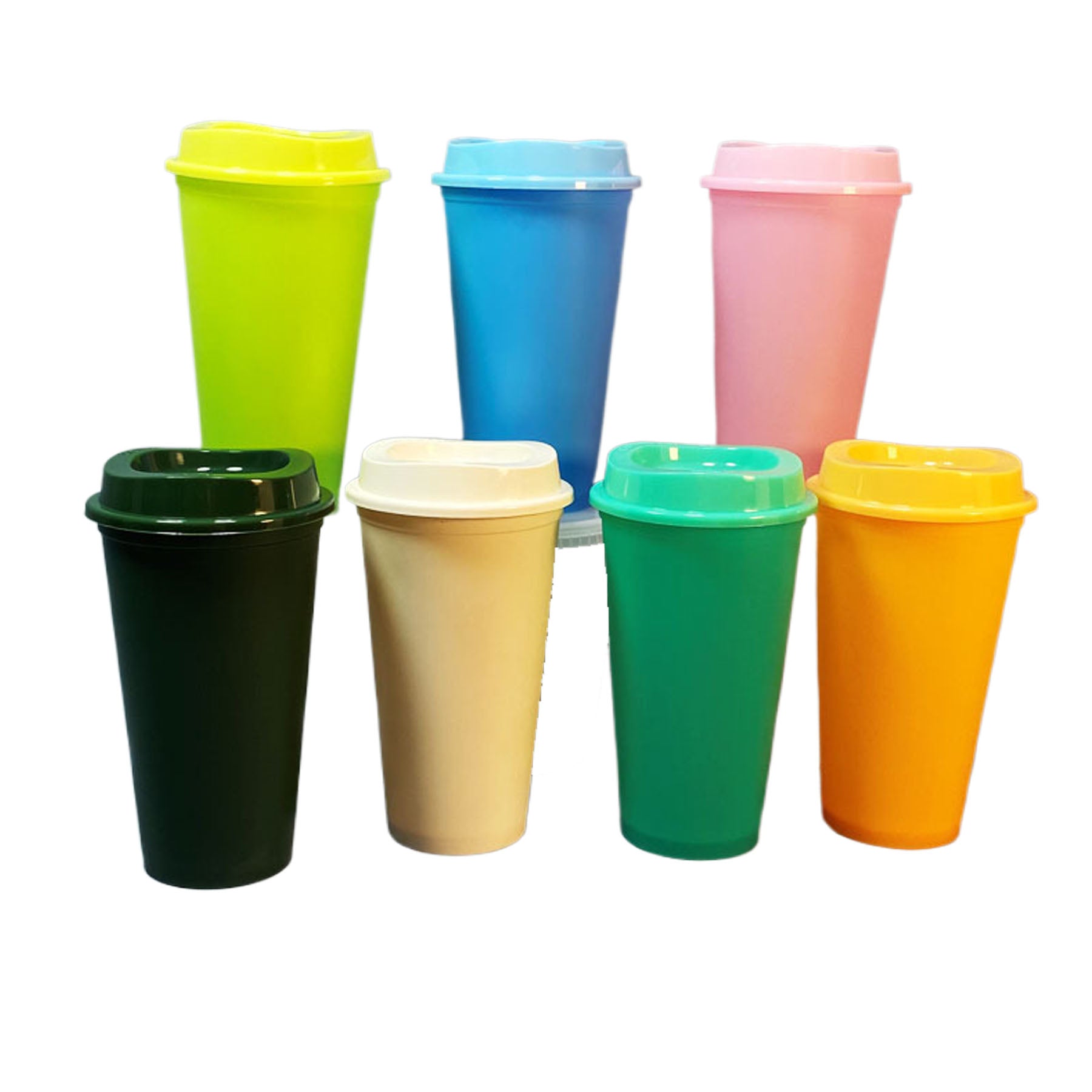 16Oz Cold Color Changing Plastic Coffee Cup With Lid