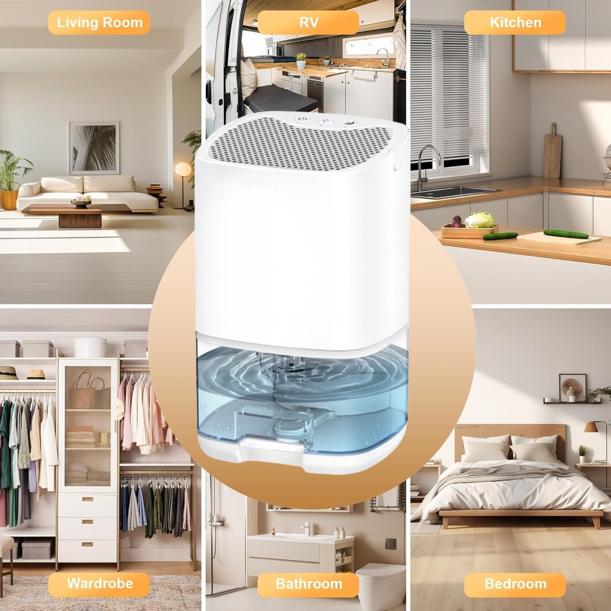 LED Color - changing Light Bedroom Dehumidifier