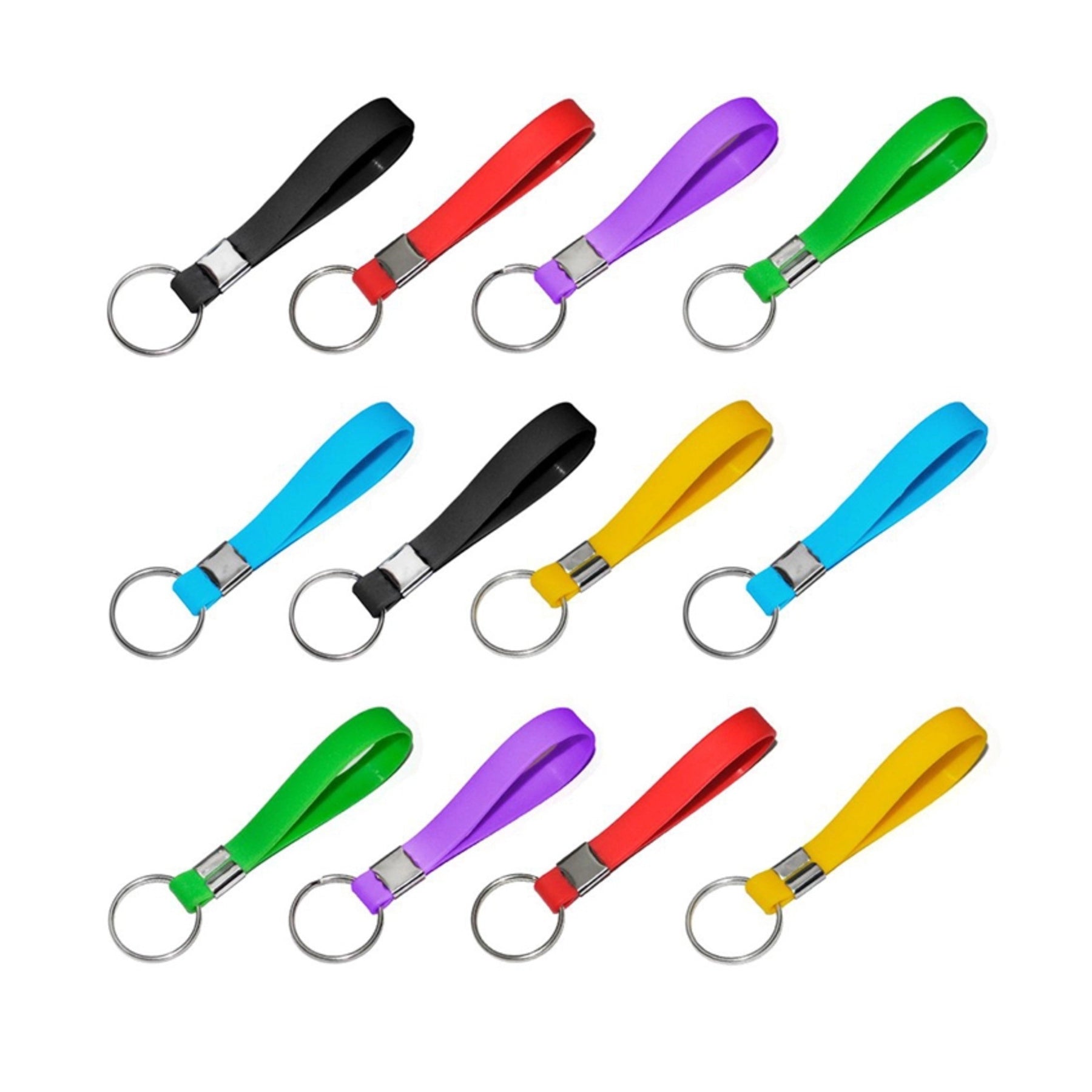 Screen Printed Silicone Wristband Keychain