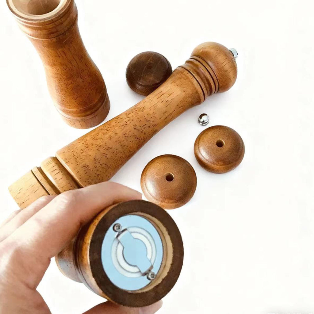 8in Oak Pepper Grinder with Adjustable Coarseness