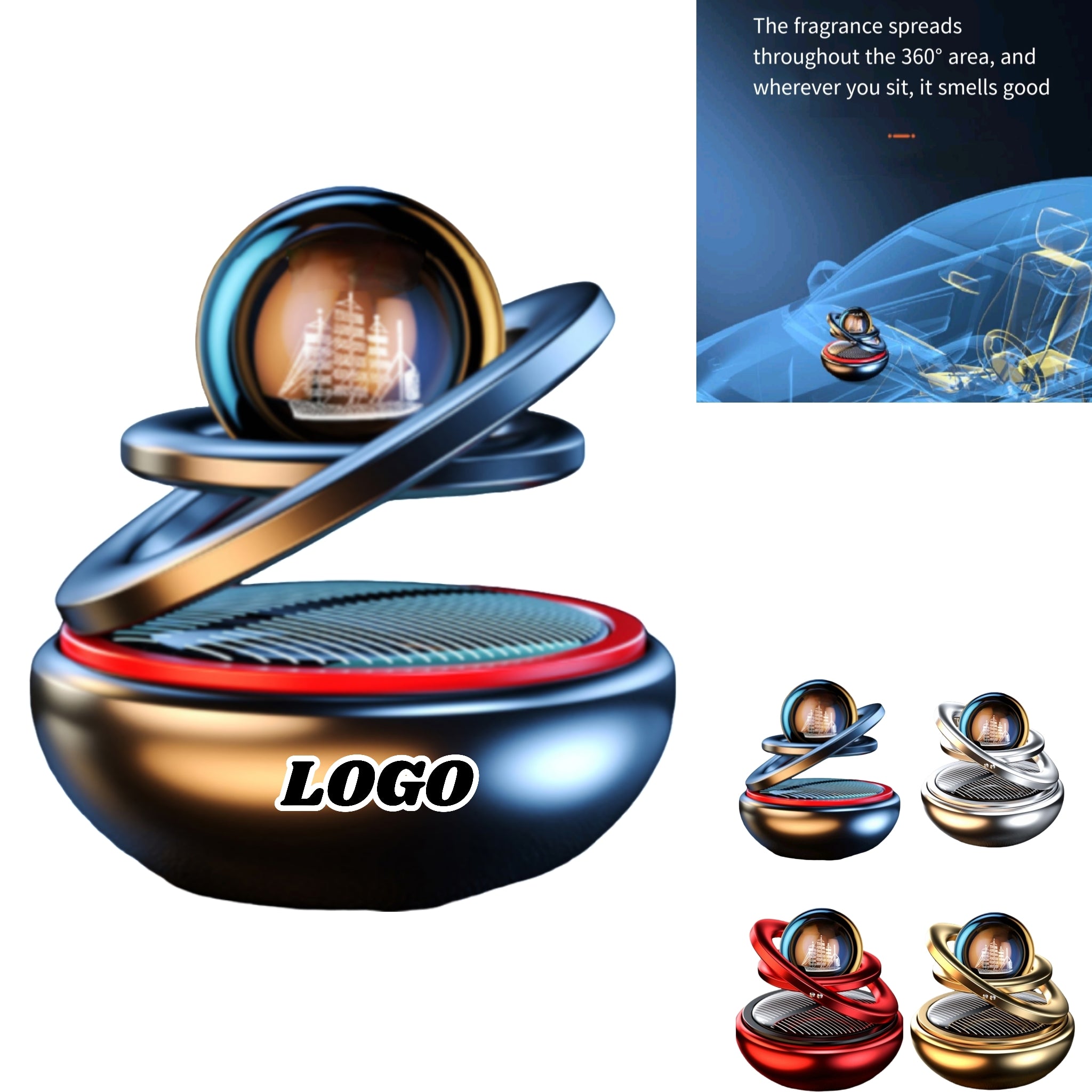 Solar Levitating Car Air Freshener Metal Rotating Vent Clip