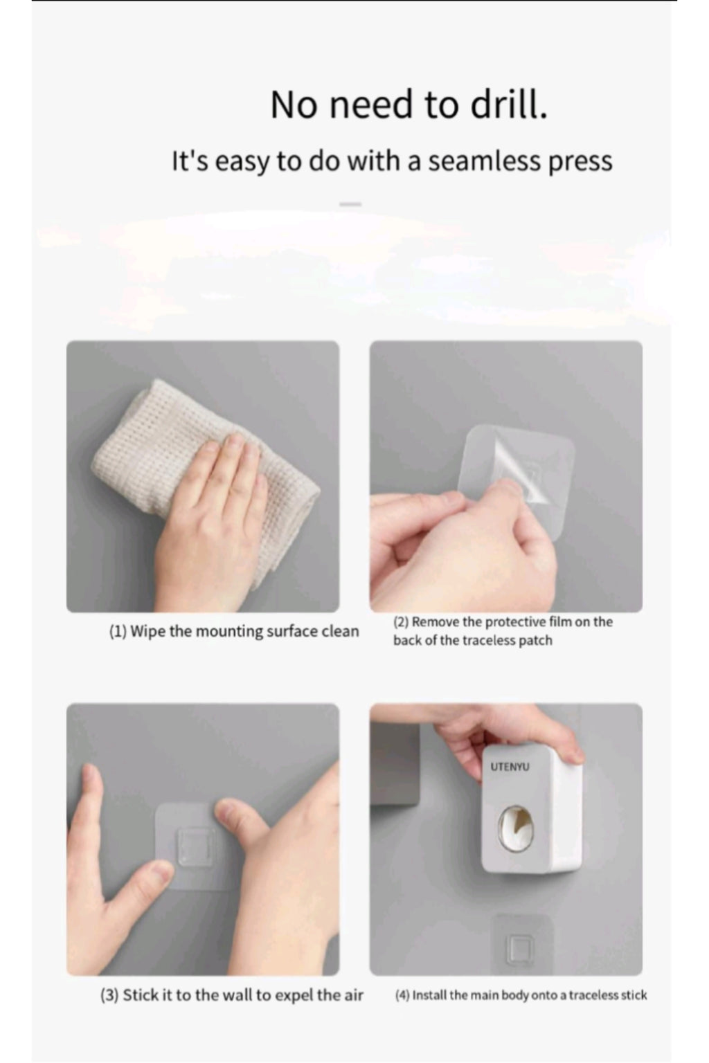 Drill Free Automatic Toothpaste Dispenser