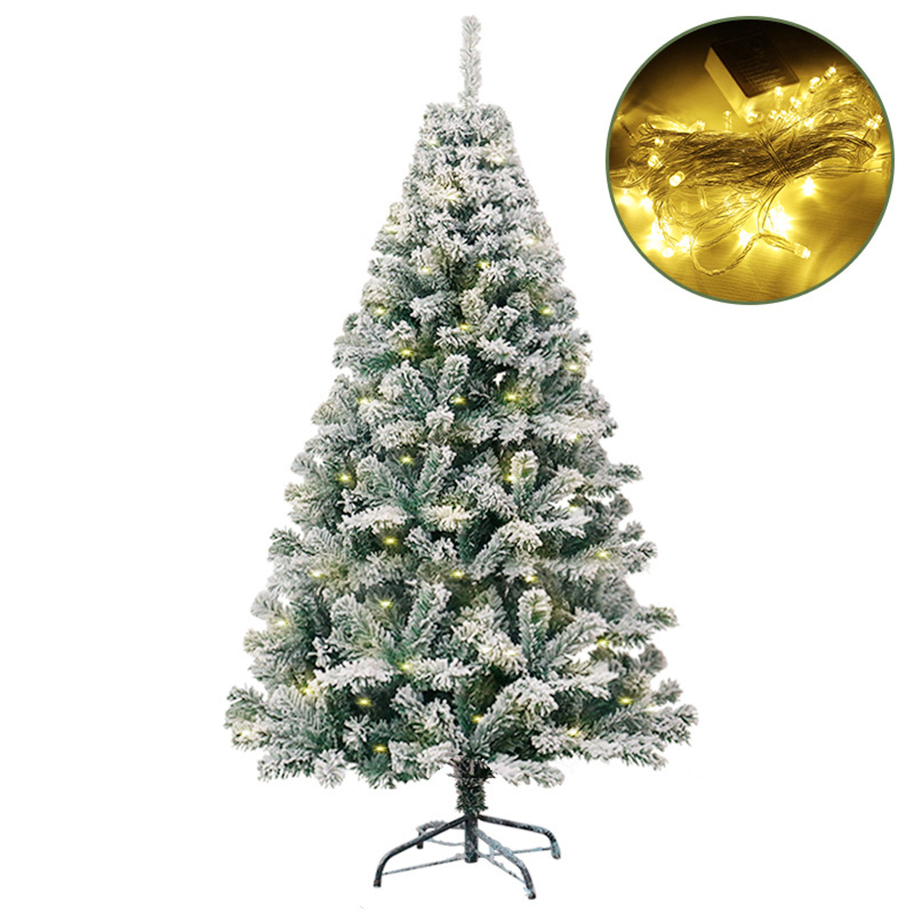 6Ft Flocked Artificial Christmas Tree With Led Light