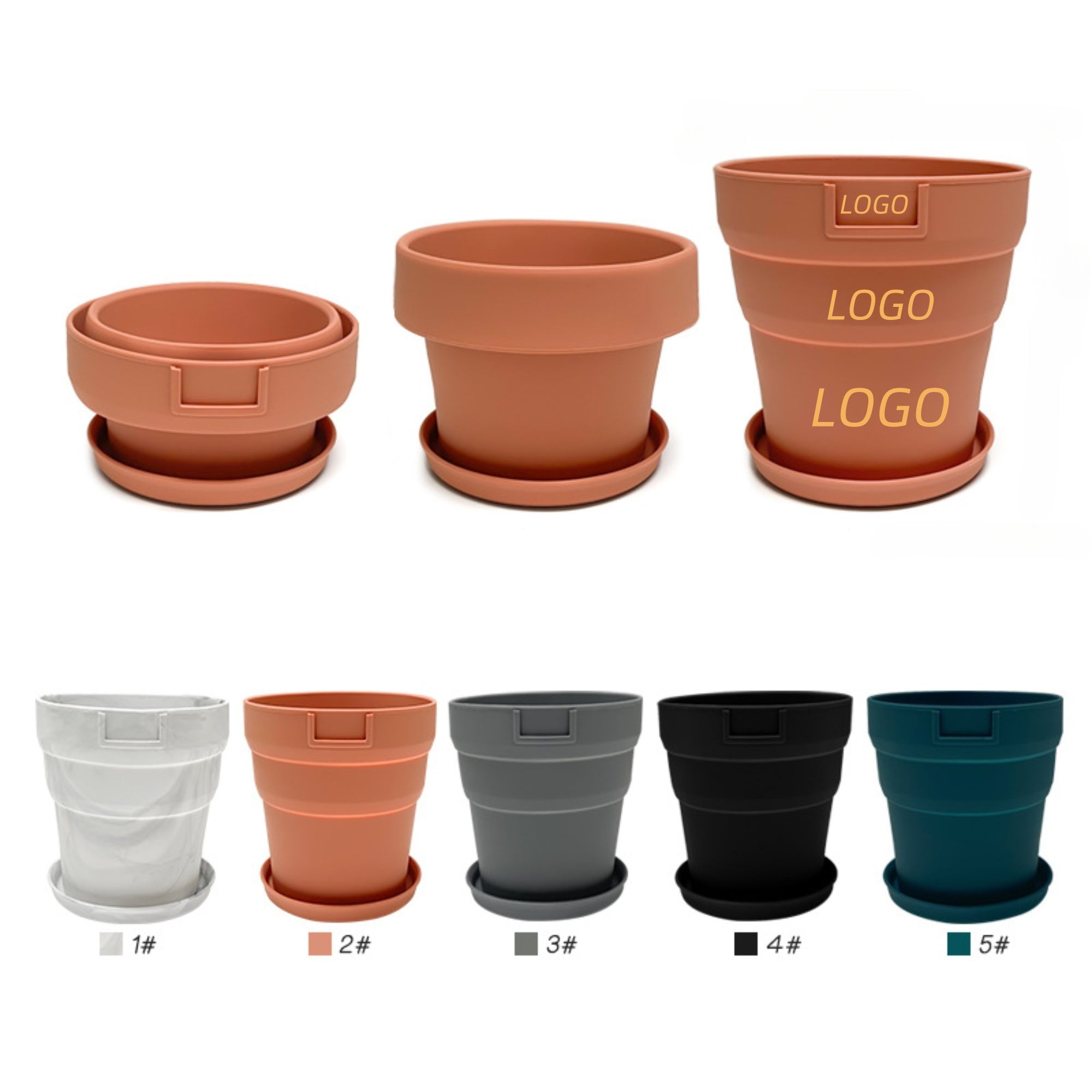 New Style Eco-friendly Silicone Anti-drop Folding Flower Pot with a Tray