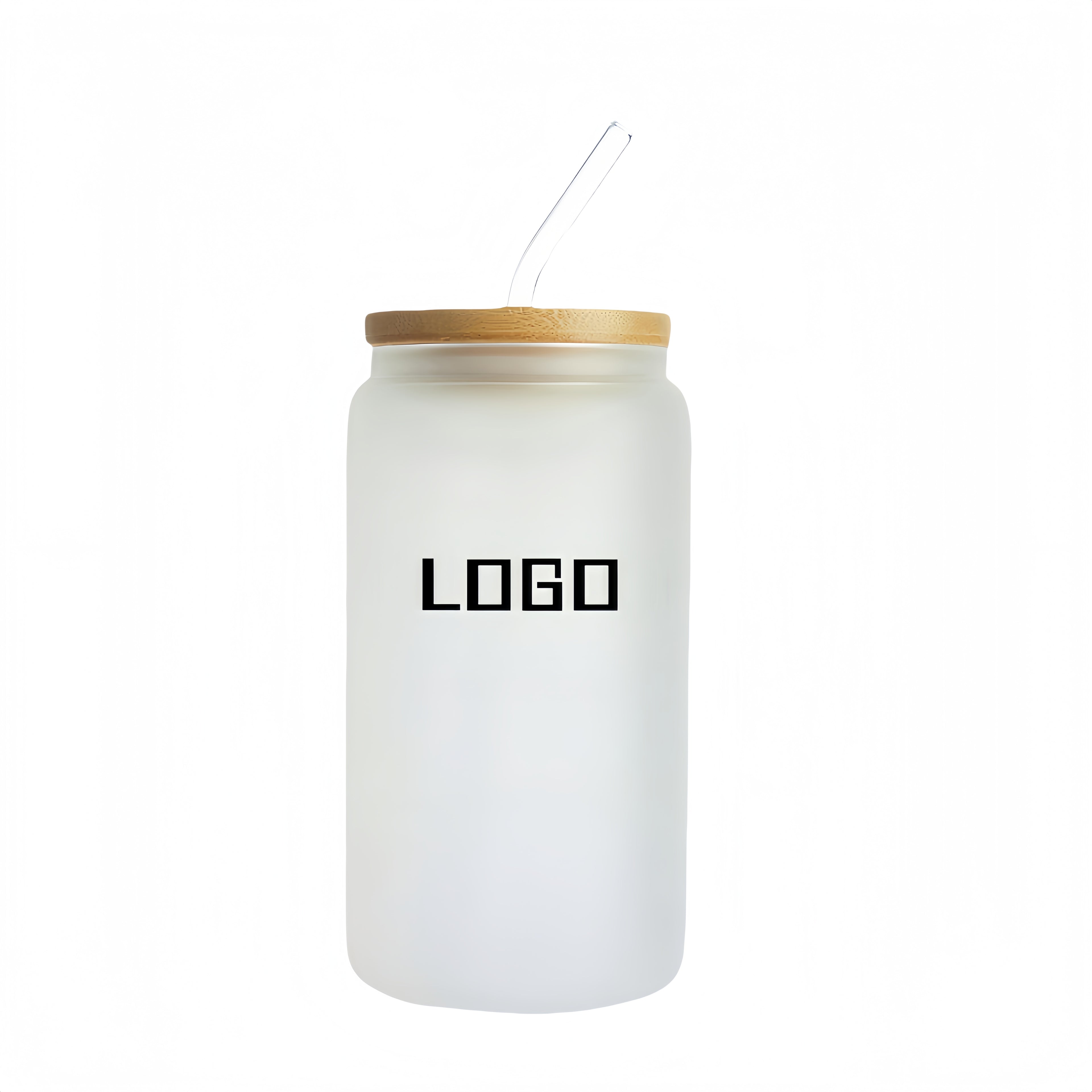 16-Ounce Glass Cup With A Natural Bamboo Lid And A Straw