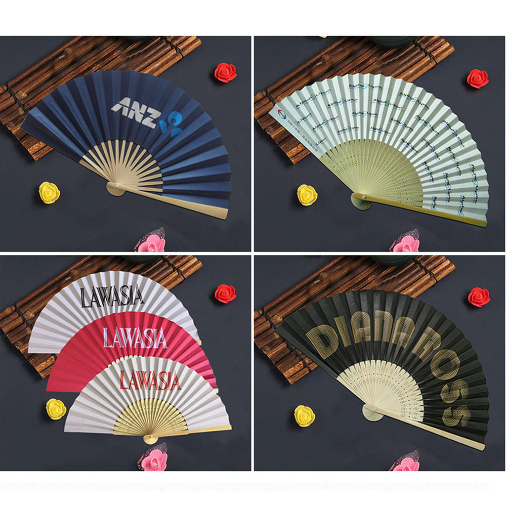 Custom Paper Folding Fan with Bamboo Handle
