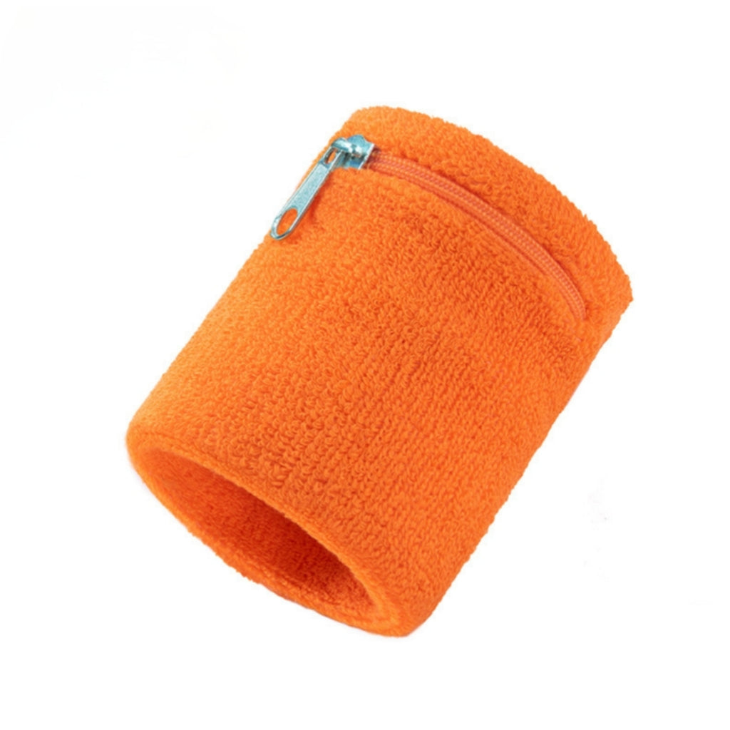 Zipper Sweat Wristband Pocket Tennis Gym Support