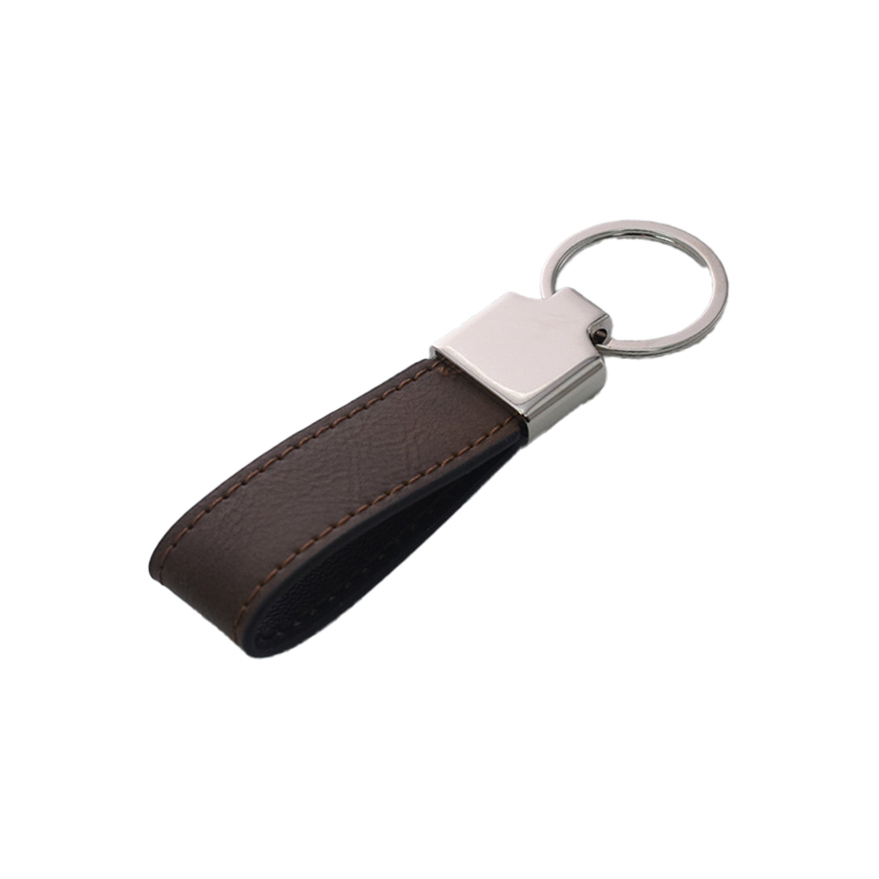 Leather Strap Keychain Metal Plate
