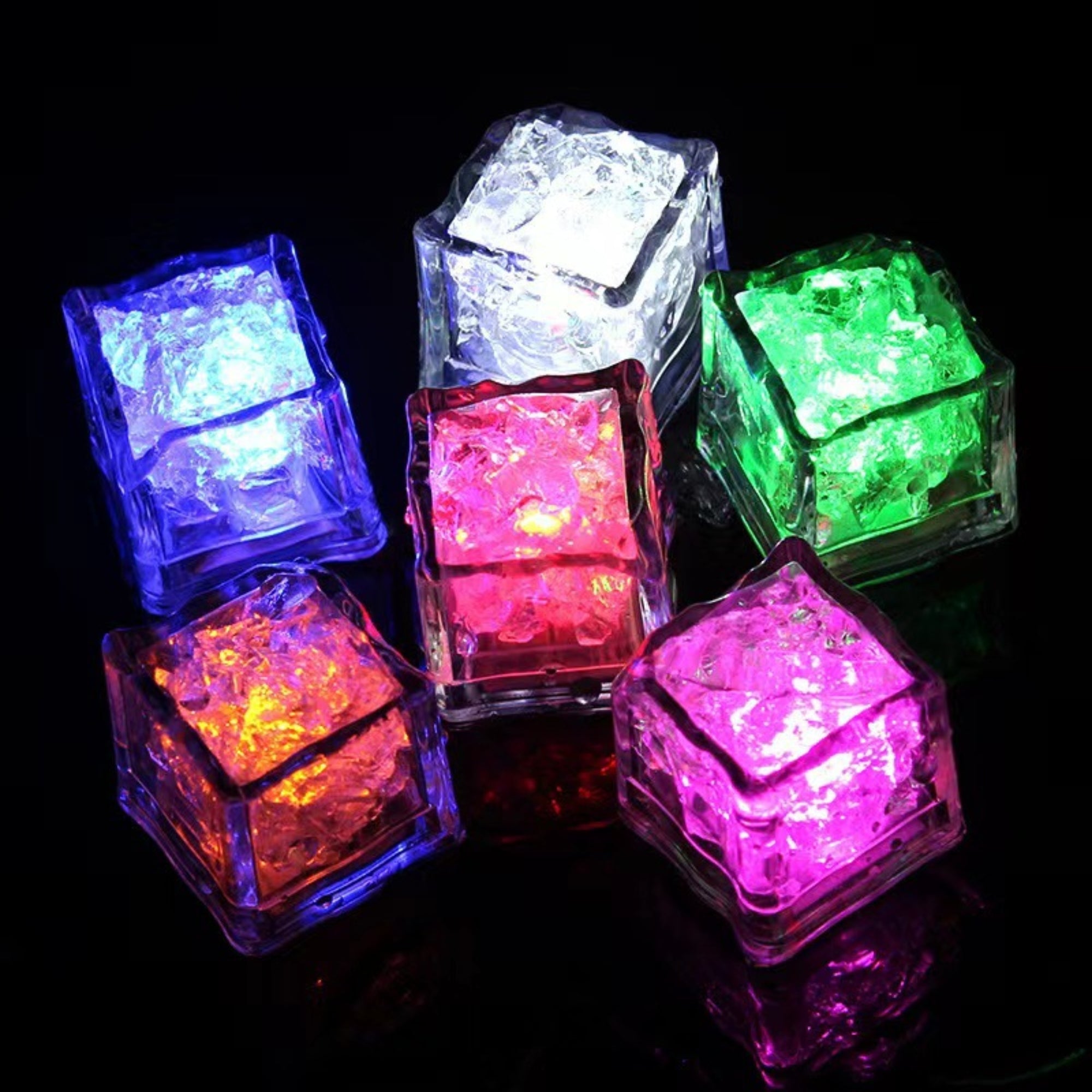 Colorful Led Ice Cubes That Glow When Exposed To Water