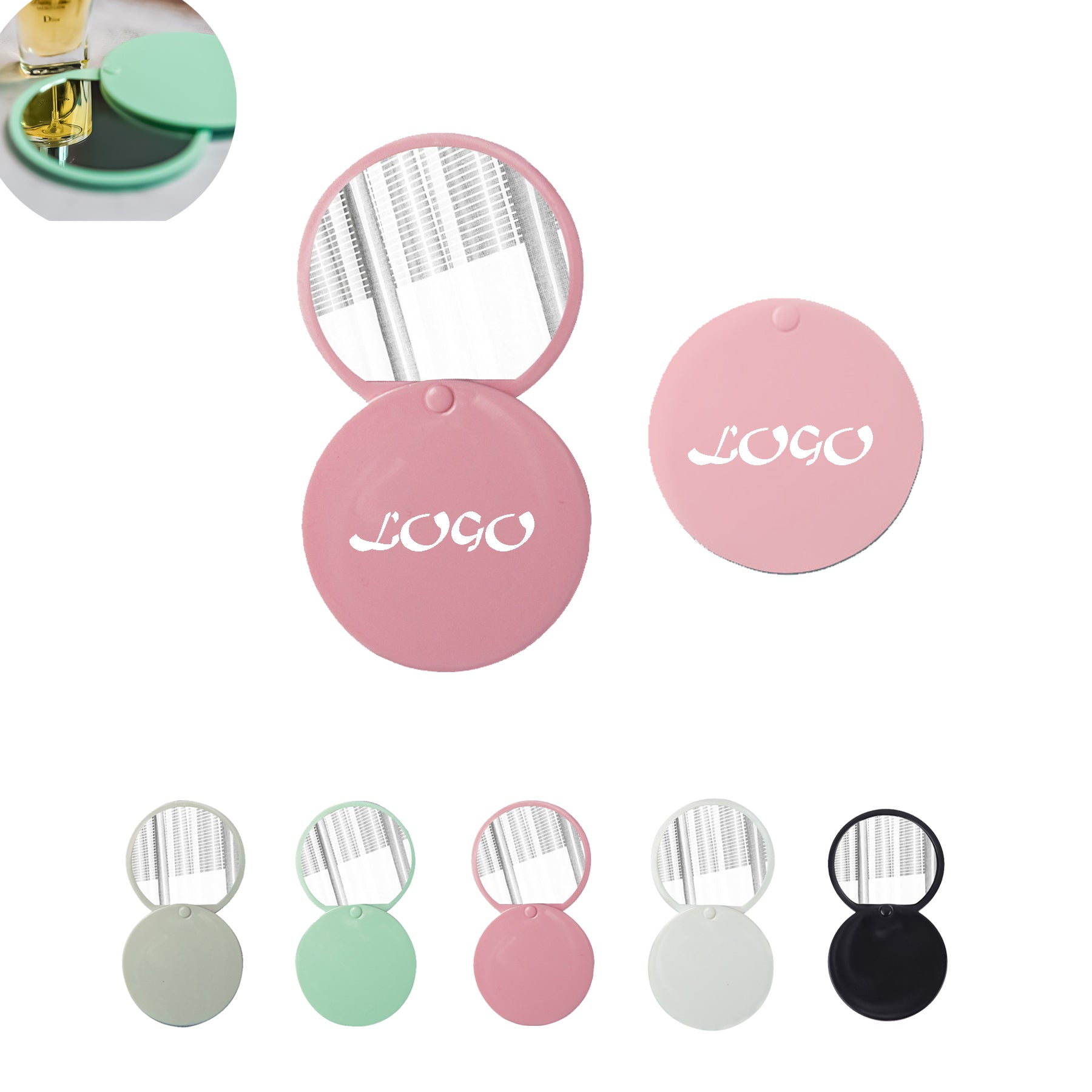 Round Compact Mirror With Sliding Cover