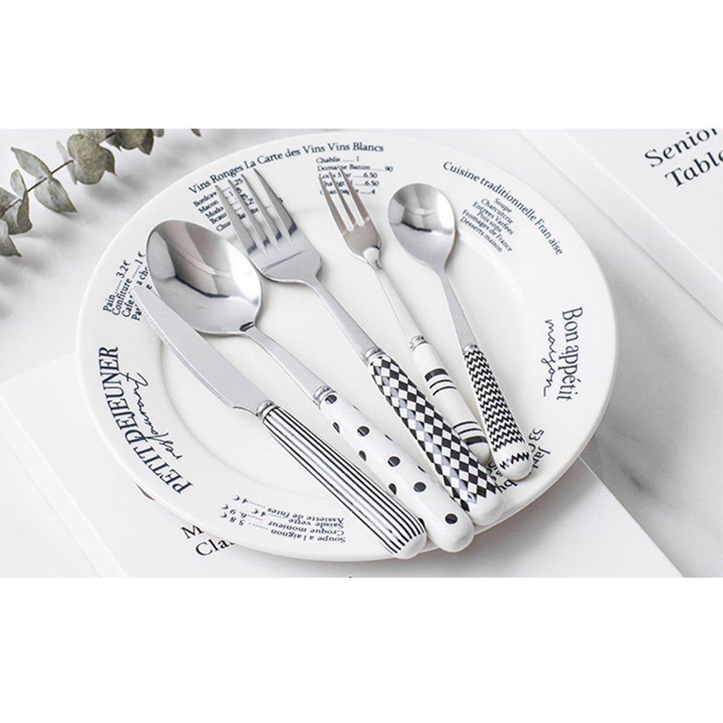 5 Pcs Stainless Steel Flatware Set With Ceramics Handle