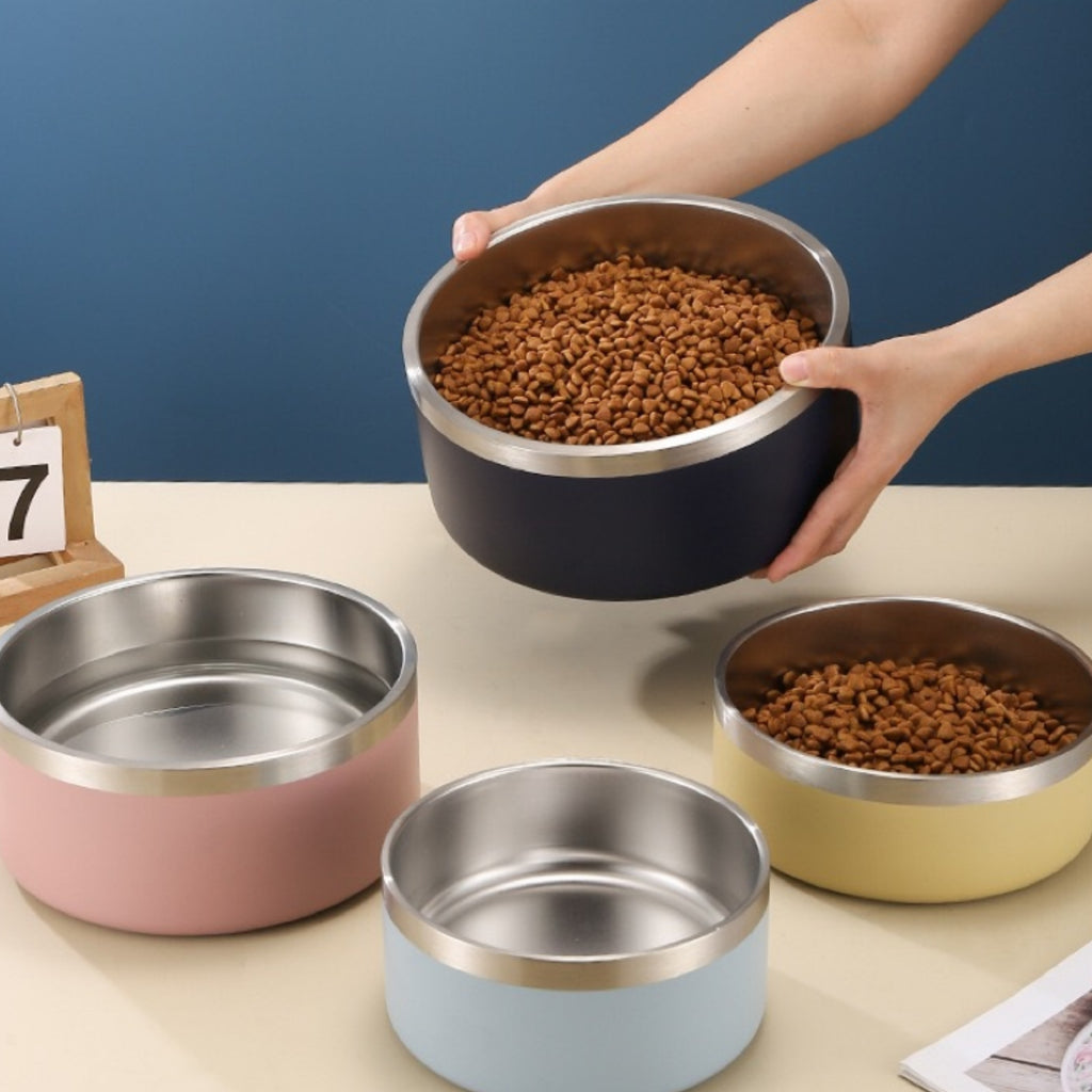 42 Oz 304 Double-Layer Thickened Large-Capacity Pet Bowl