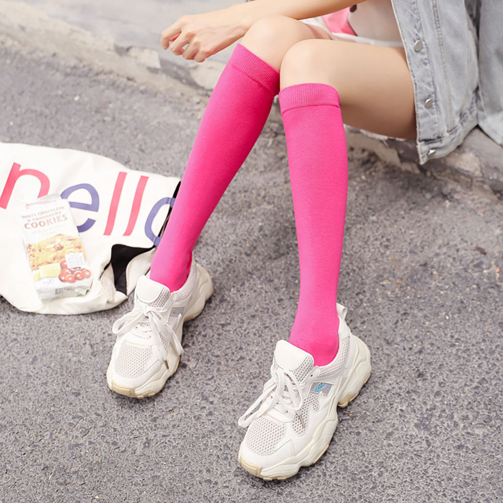 Fashion Pure Color Cotton Knee Socks