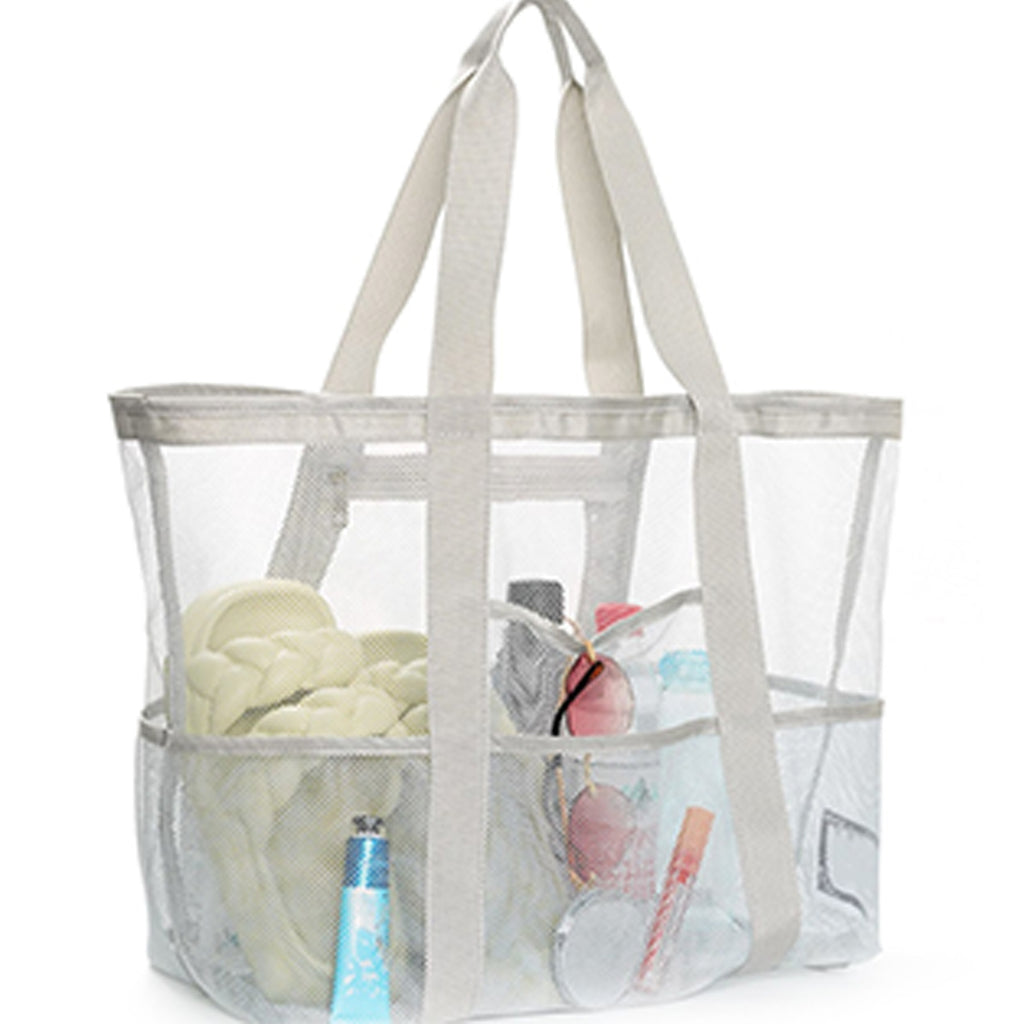 Large Mesh Beach Tote with Zipper Pocket for Pool Toys