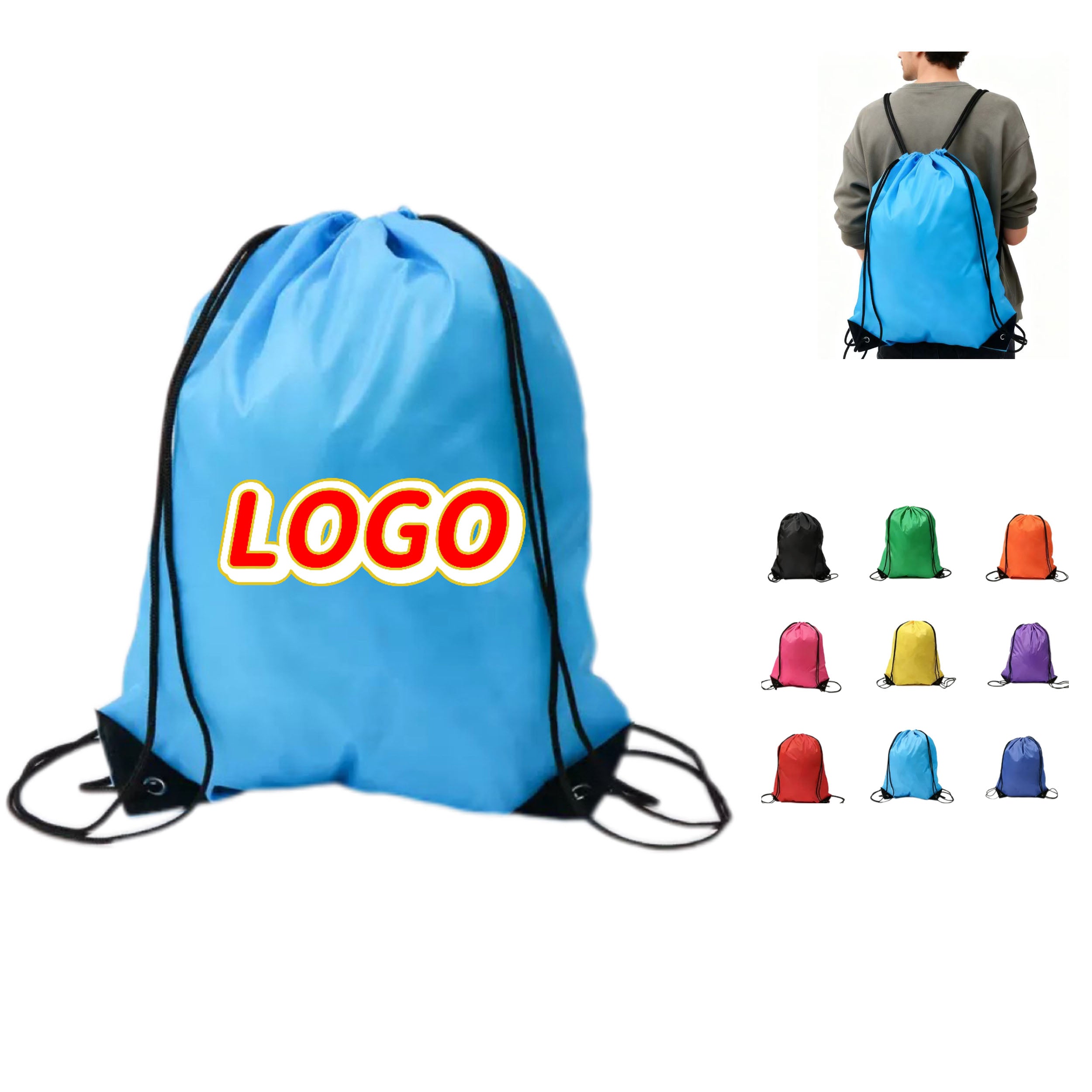 210D Lightweight Polyester Drawstring Bag