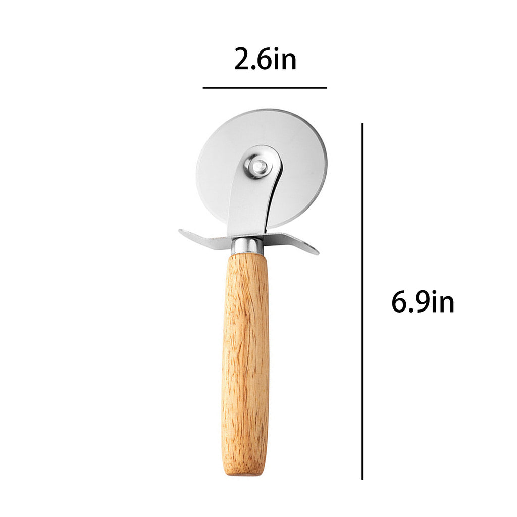 Wooden Handle Stainless Steel Pizza Cutter