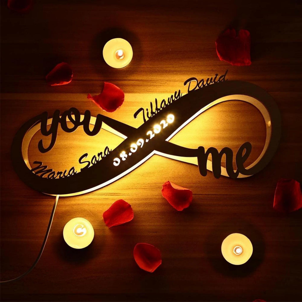 Personalized USB LED Night Light Custom Wooden Wall Lamp