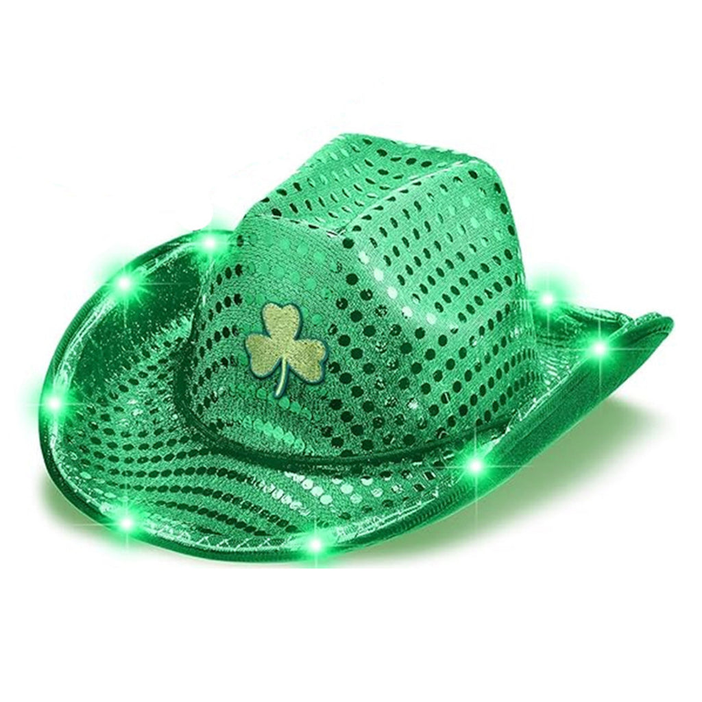 St. Patrick'S Day Led Light-Up Sequin Cowboy Hat
