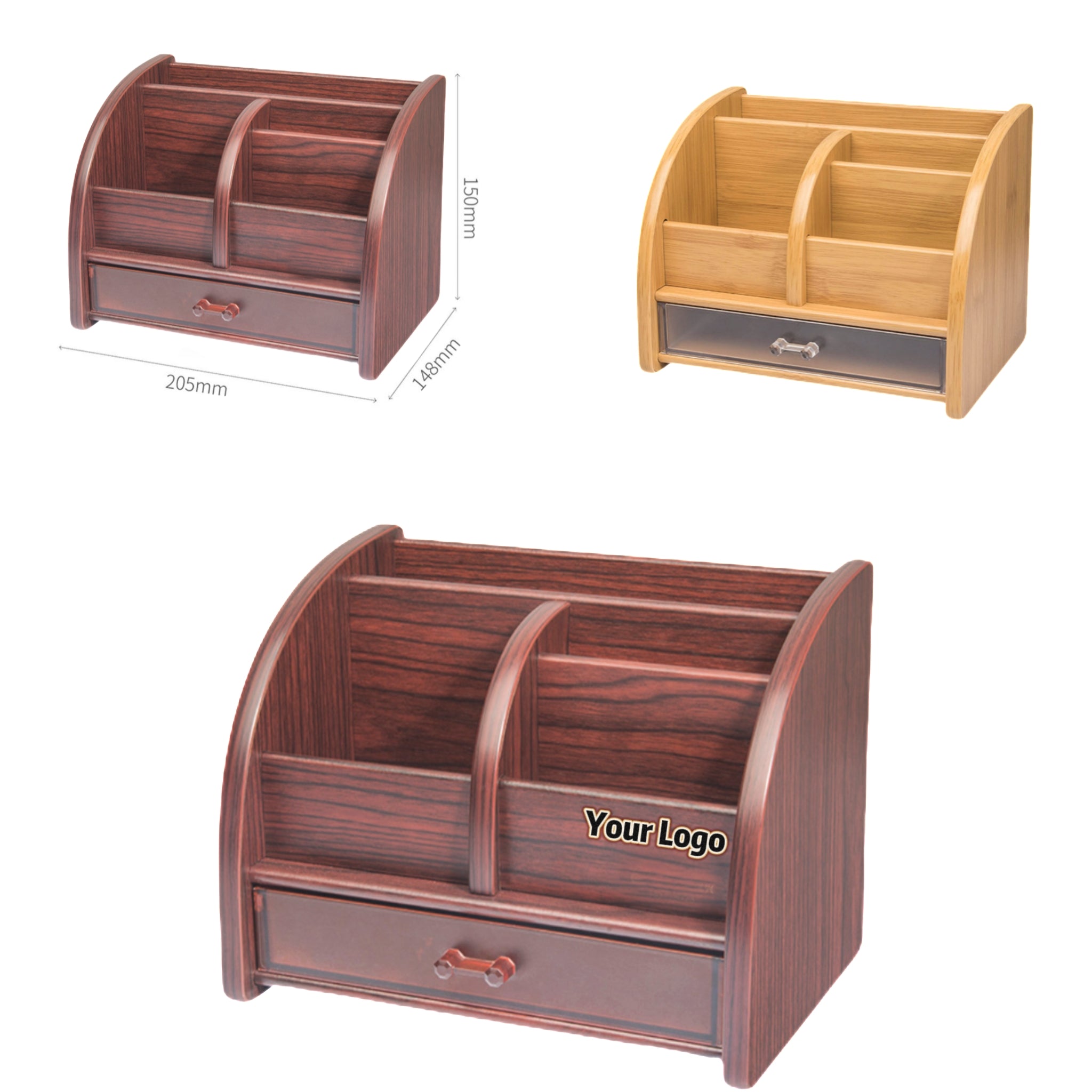 Multi-Functional Wooden Desk Storage Unit