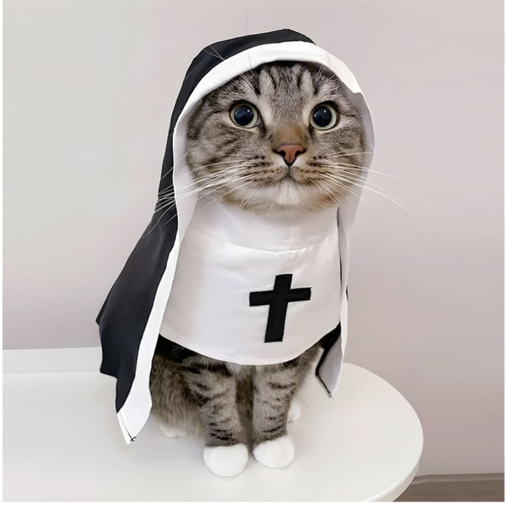 Funny Nun Pet Costume Cat Dog Small Medium Photo Cosplay