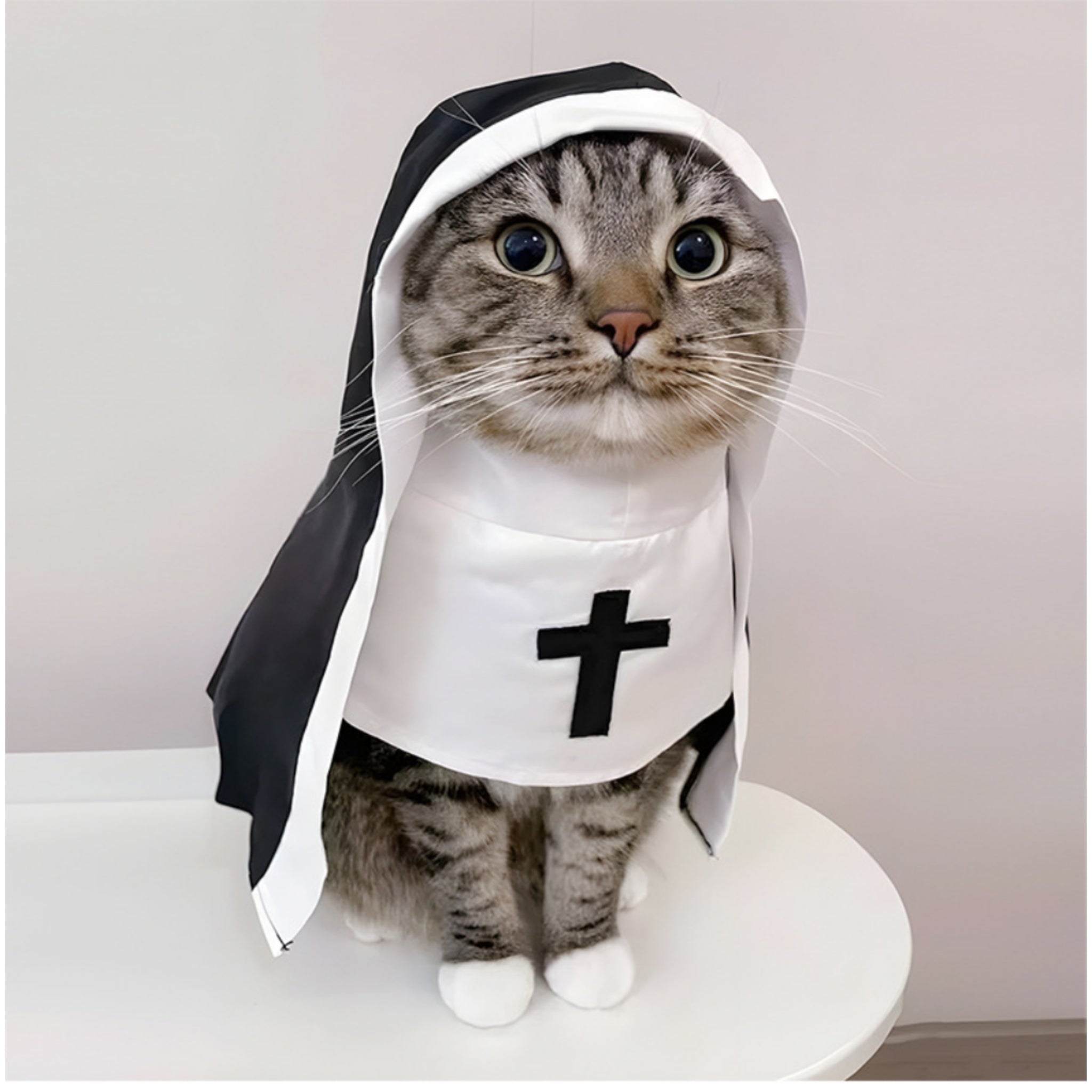 Funny Nun Pet Costume Cat Dog Small Medium Photo Cosplay
