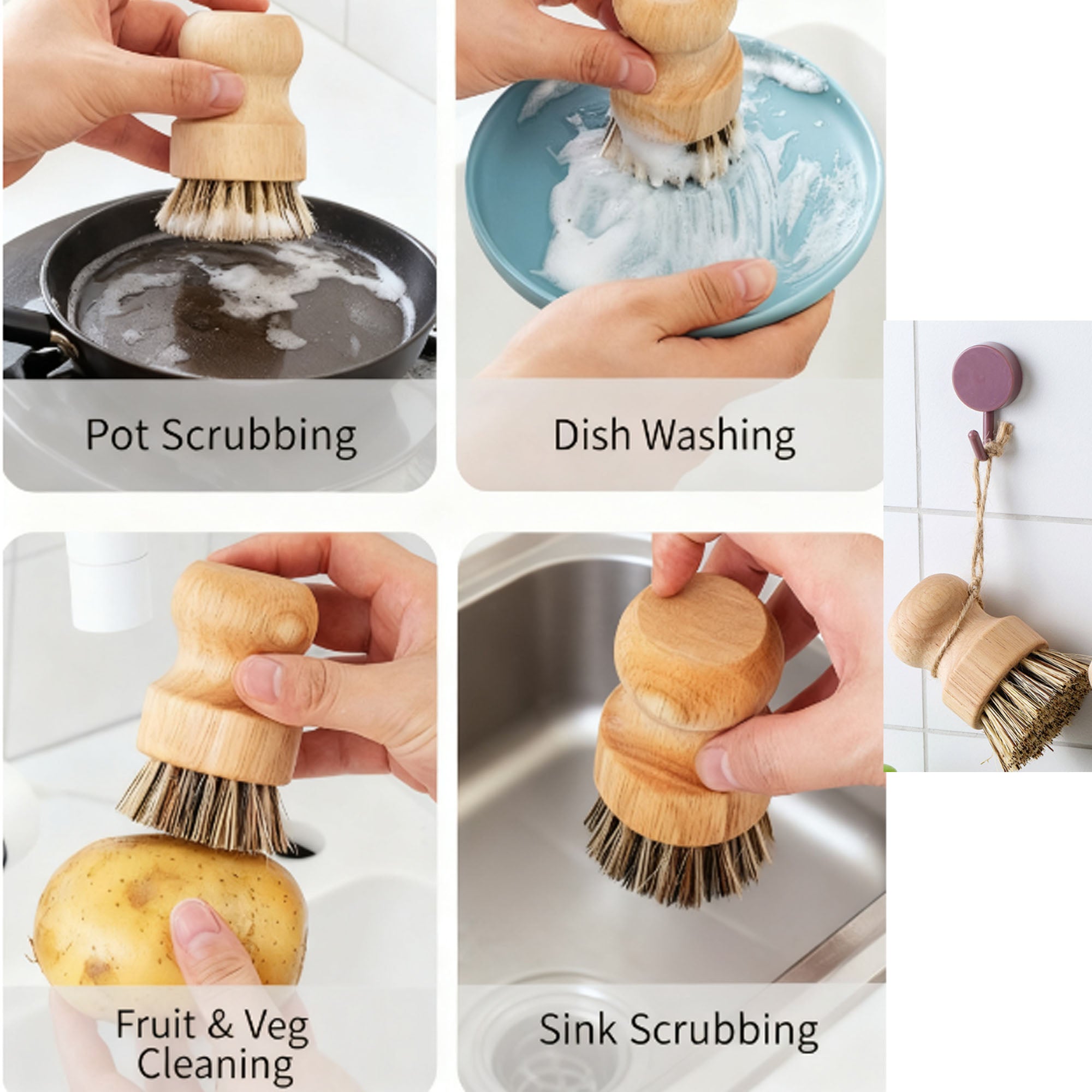 Natural Vegetable Fiber Dish Brush Stain Removal Brush