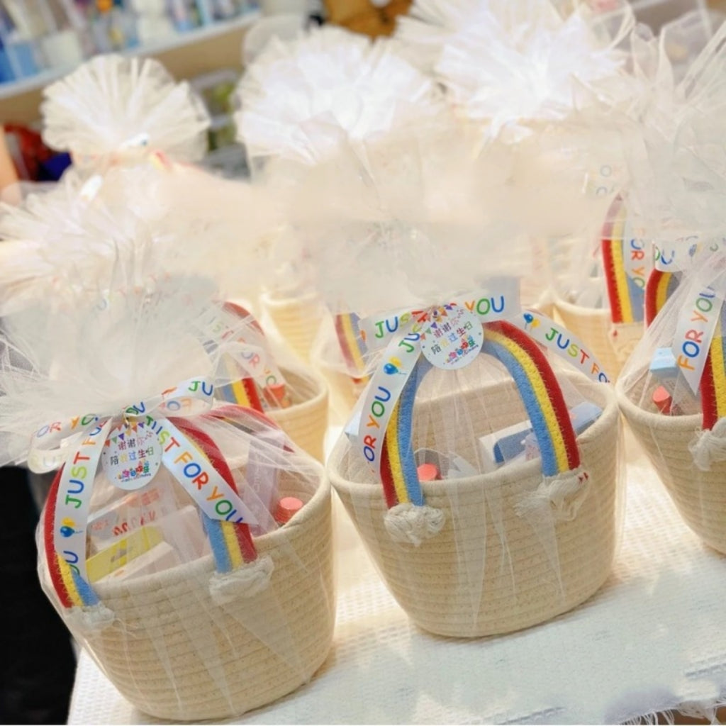 Rainbow Woven Baby Shower Keepsake Gift Basket