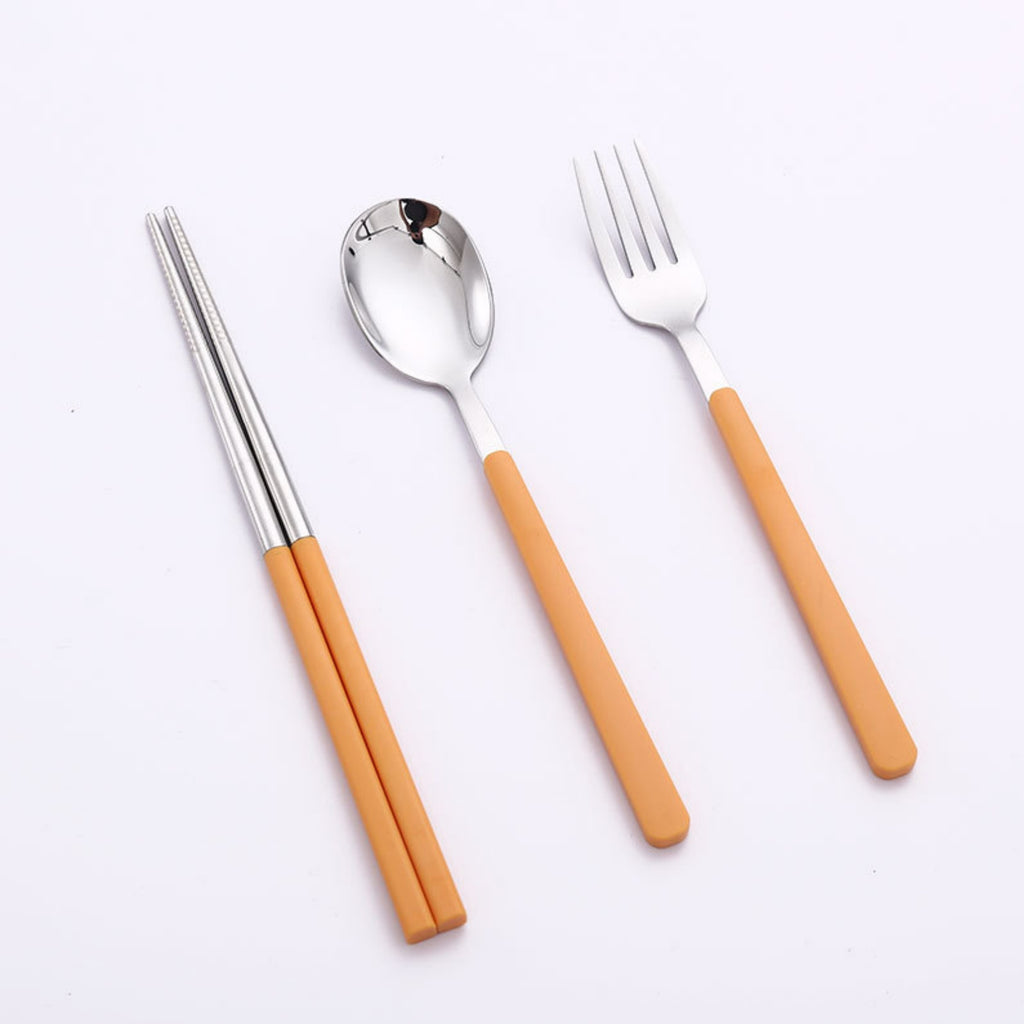 304 Stainless Steel Portable Three-piece Tableware Set