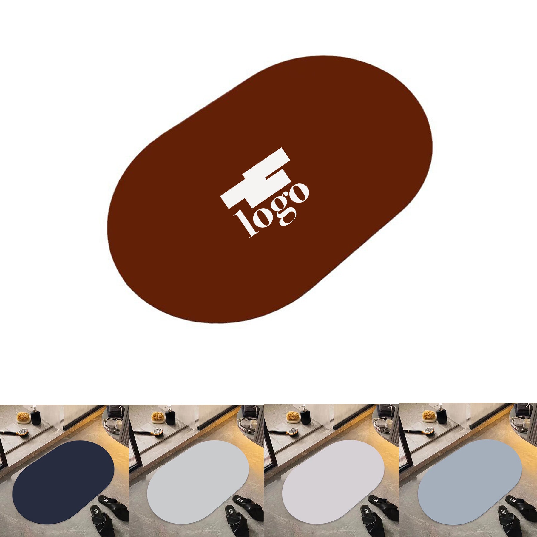 Solid Color Absorbent Bathroom Floor Mat