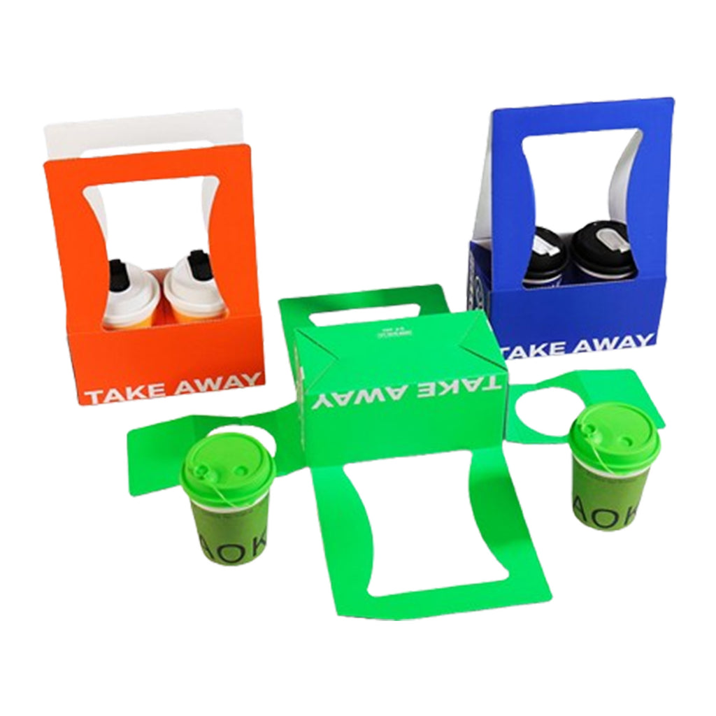 2 Cups Kraft Paper Cup Holder With Handle