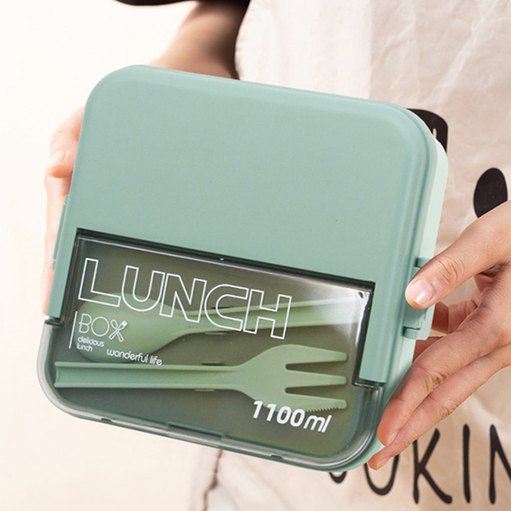 Portable Square Lunch Box With Cutlery