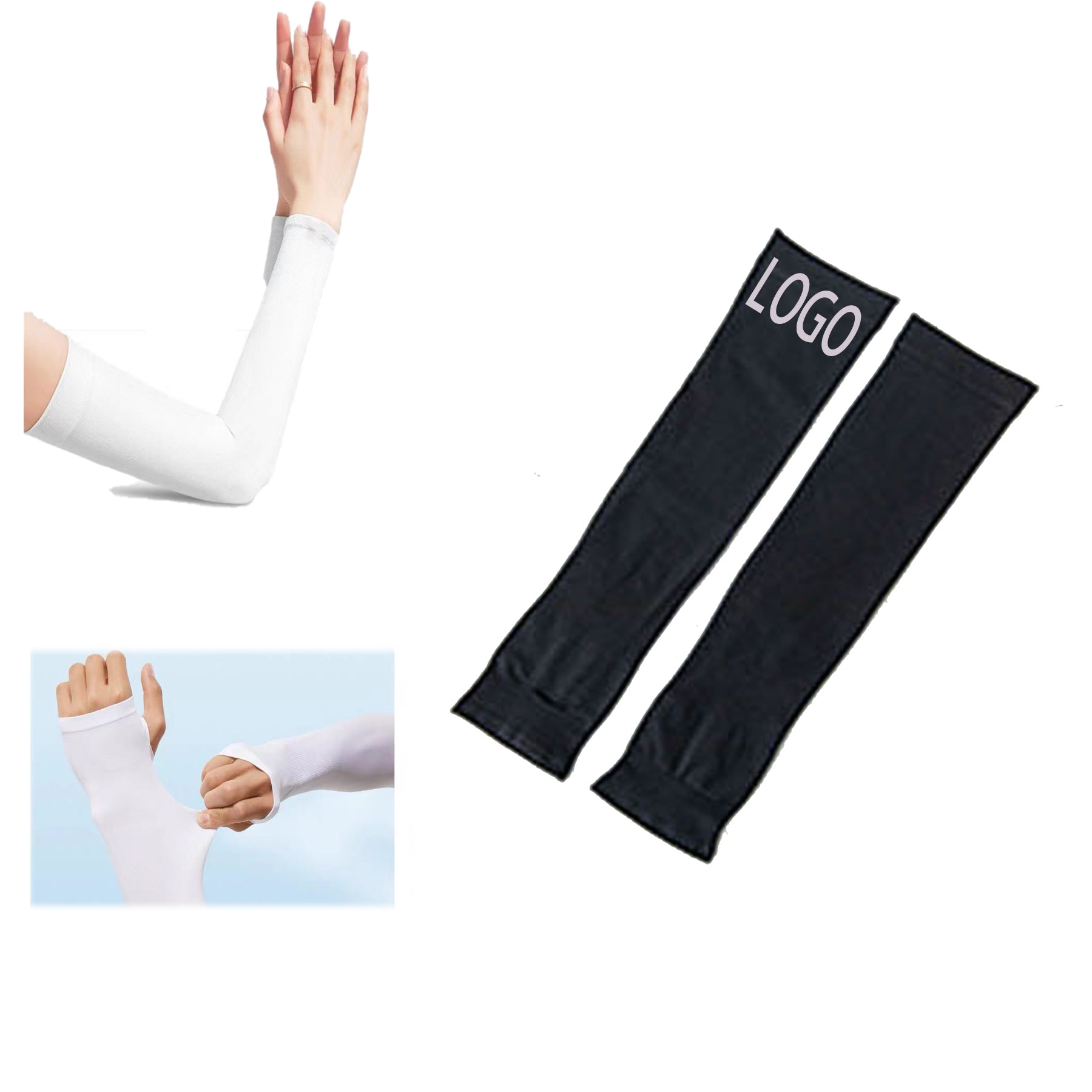 Solid Color Men's and Women's Ice Silk Sleeves for Summer UV Protection