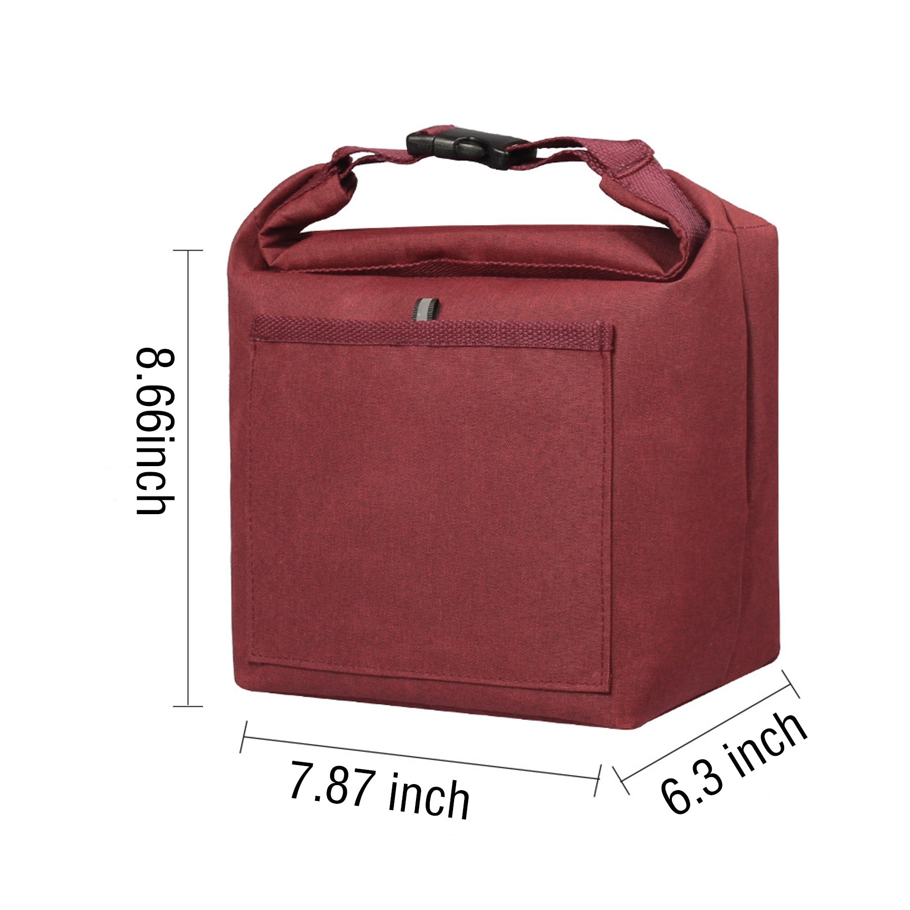 Durable Roll-top Insulated Lunch Tote Bag, Charcoal, Unisex