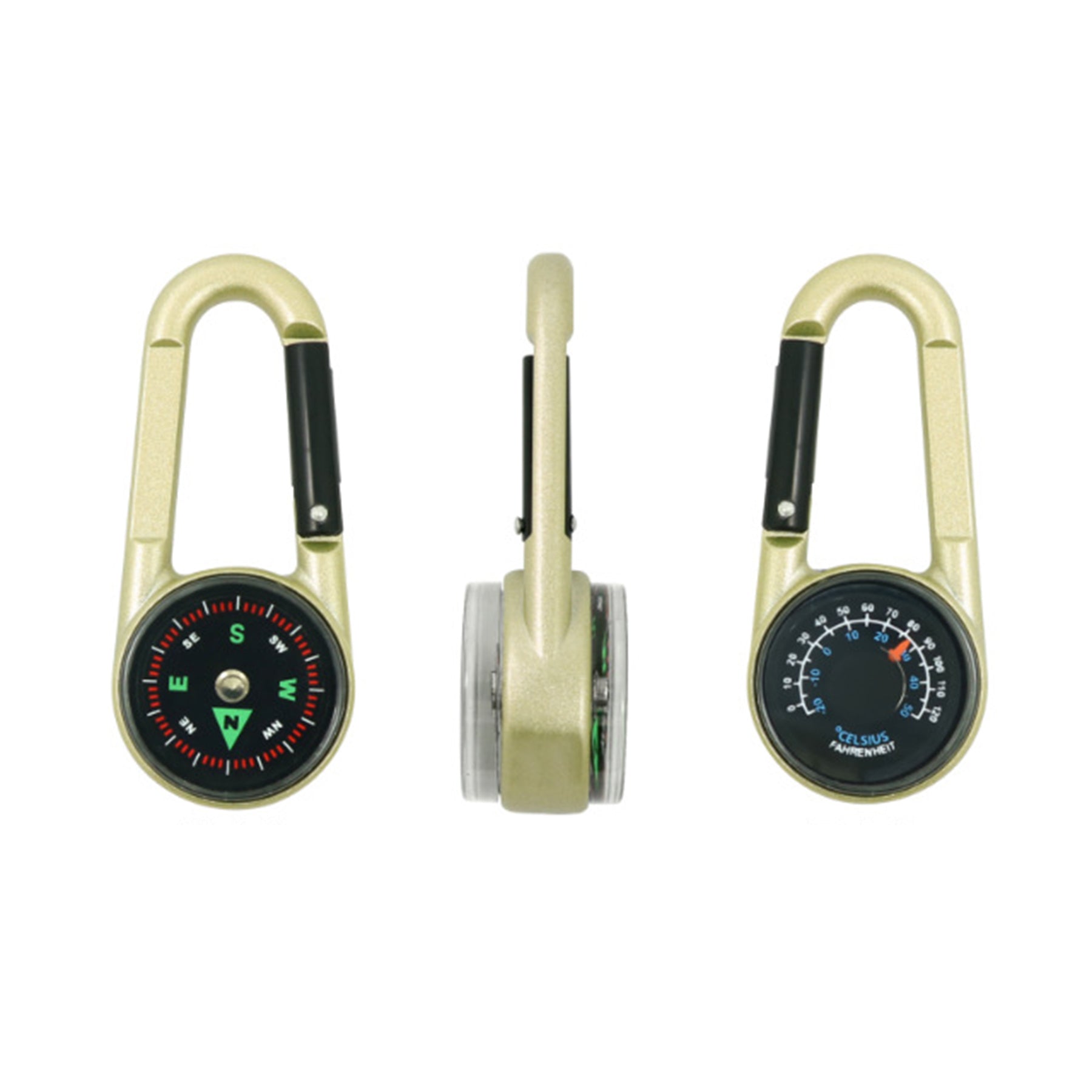 Zinc Alloy Double-Sided Carabiner Compass