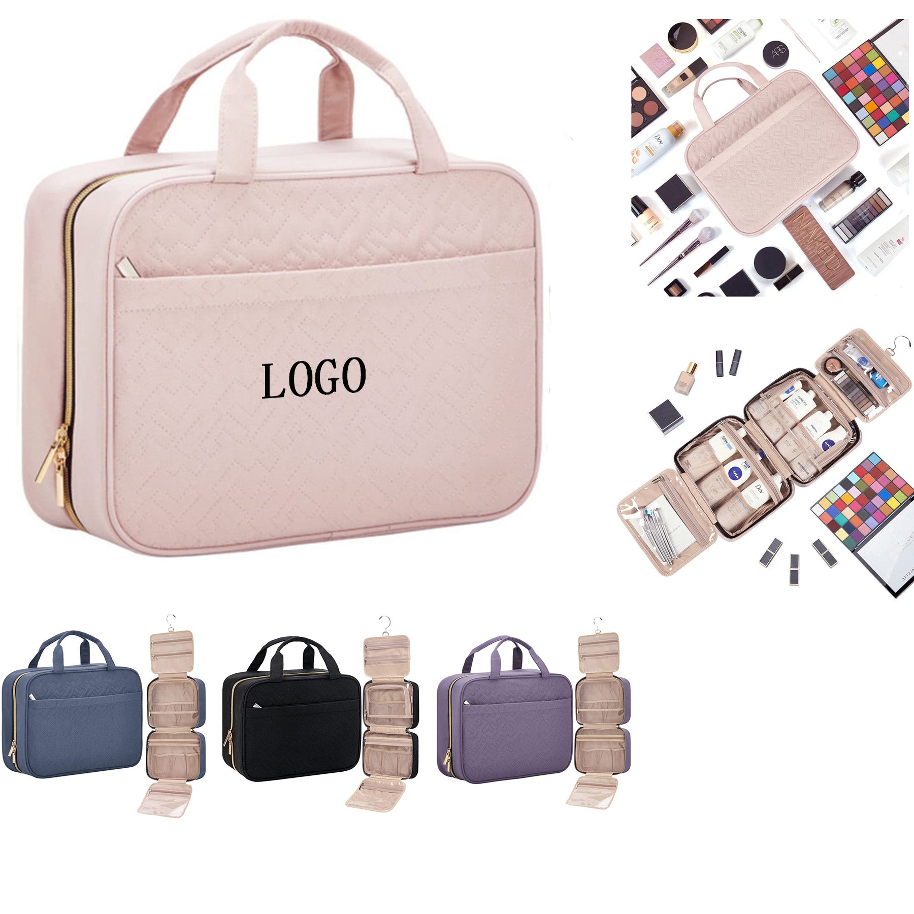 Travel Toiletry Bag with Hanging Hook Waterproof Makeup