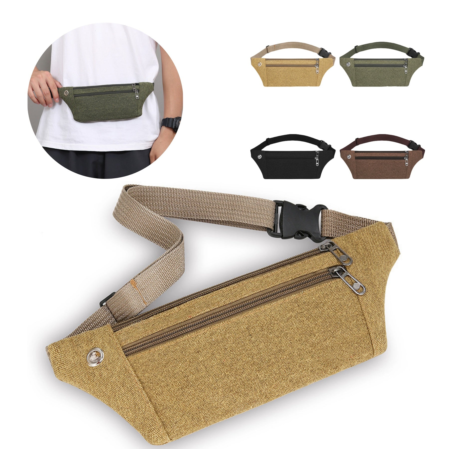 Large - capacity Canvas Fanny Pack