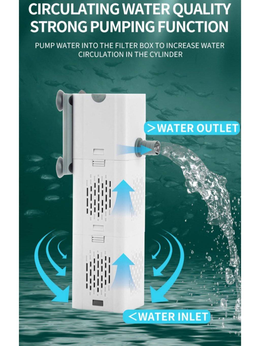 Ultra Quiet Submersible Aquarium Filter Internal Circulation
