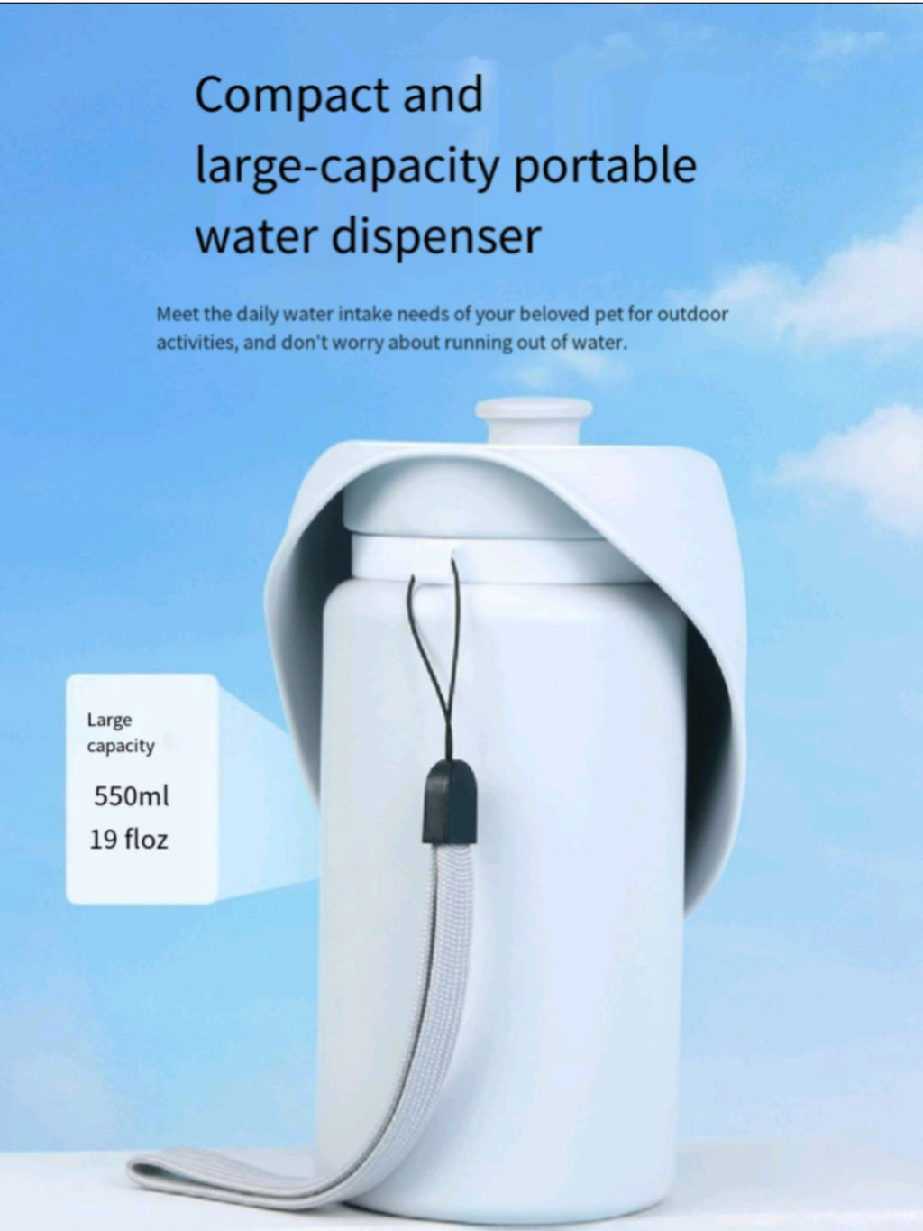 Portable Silicone Dog Water Bottle With Built - In Bowl For Daily Walks