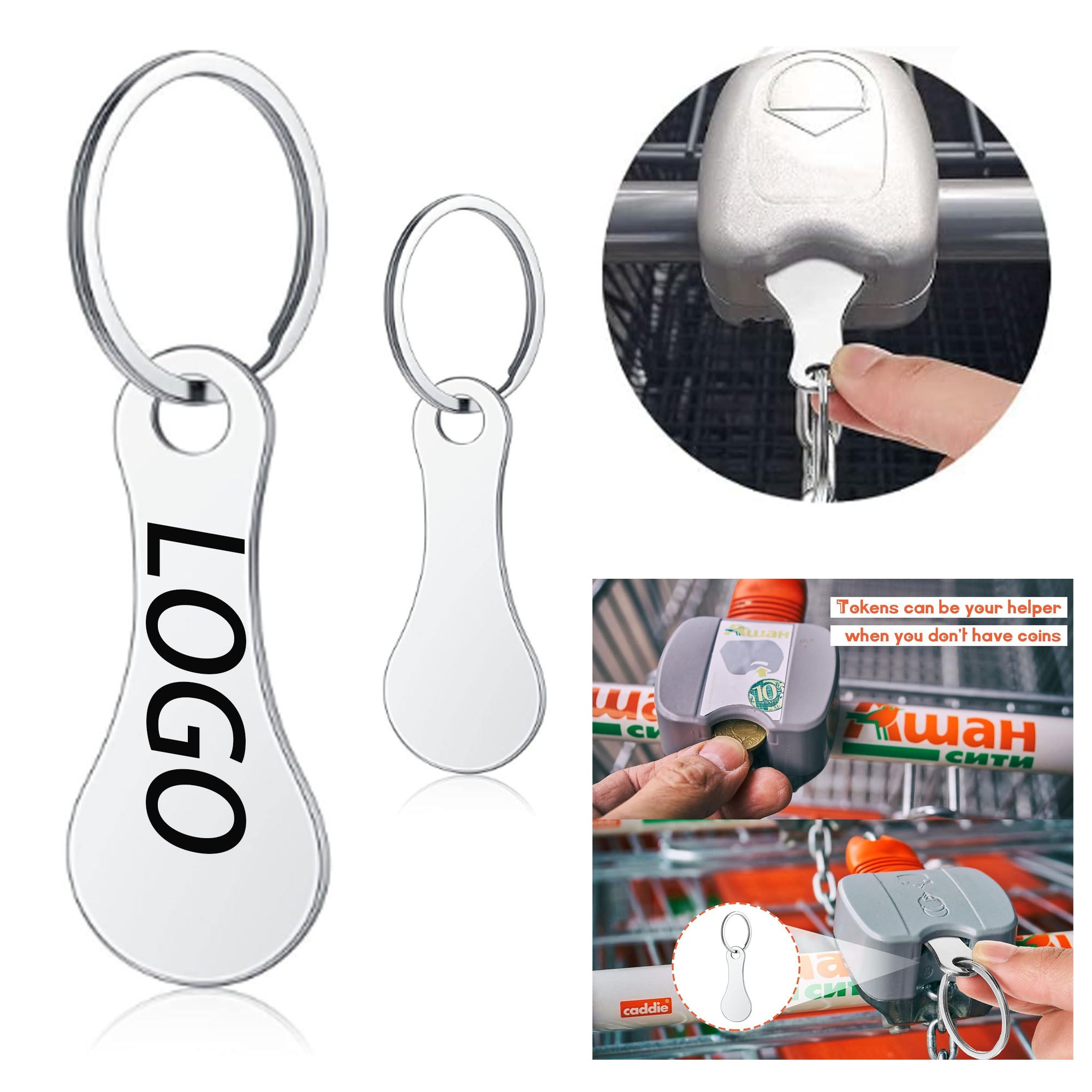Metal Shopping Cart Coin Trolley Token Keychain